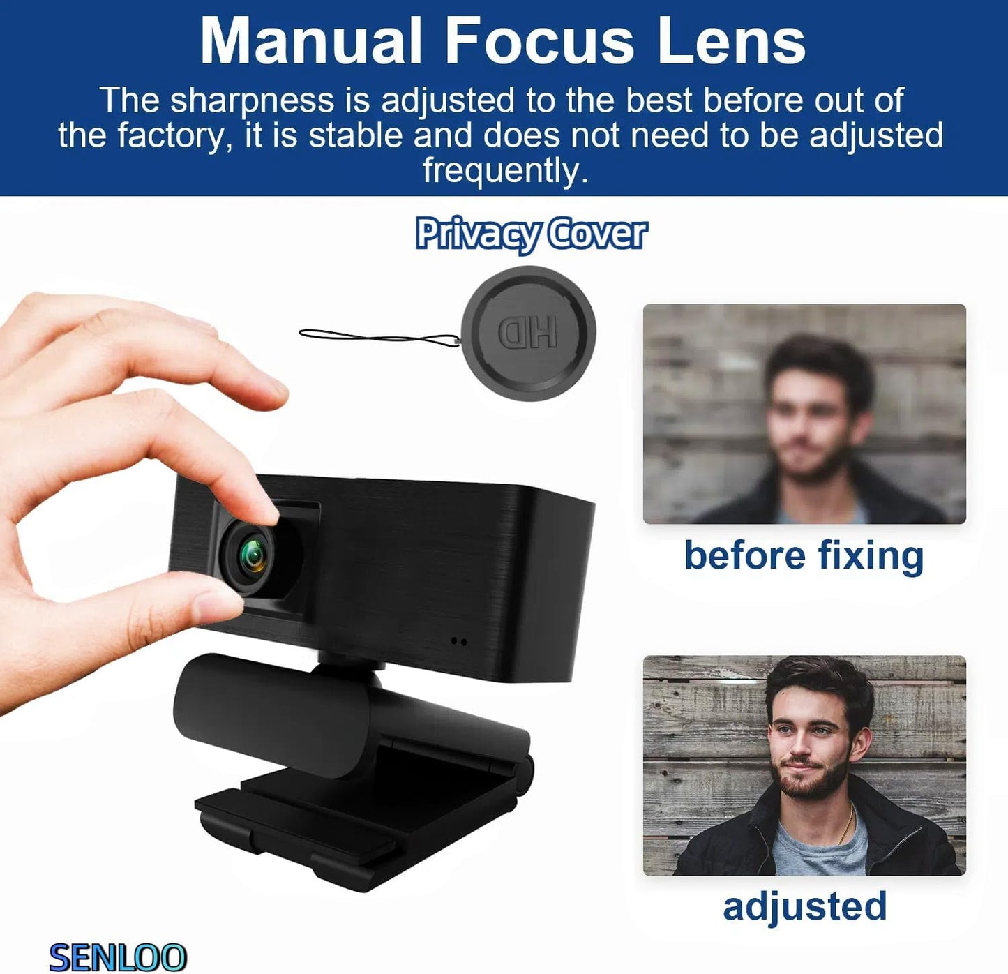 SENLOO 1080P Webcam HD for PC - Web Camera for Desktop Computer with Hi-fi Microphones, Privacy Cover - Computer Camera