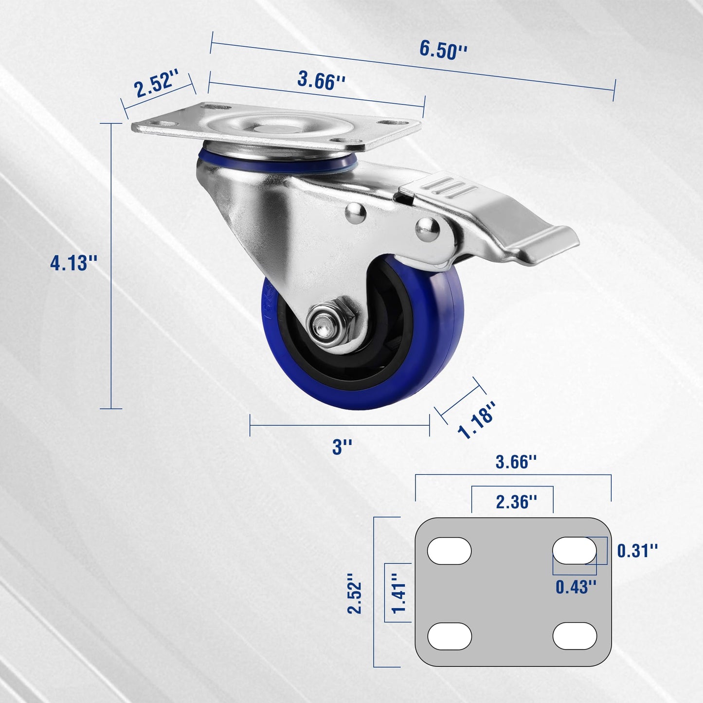 WORKPRO 3 Inch Caster Wheels, 1760LBS Heavy Duty Casters Set of 4, Swivel Casters with Brake, Locking Industrial Casters for Workbench, Furniture, Cart