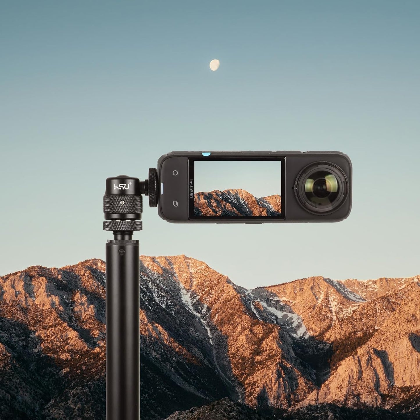 1/4-20 360 Insta360 X4/X3/X2/X/RS/R/GoPro/Sony/DSLR HSU Cold Shoe Mount Adapter, Aluminum Screw Hole Rotation Camera