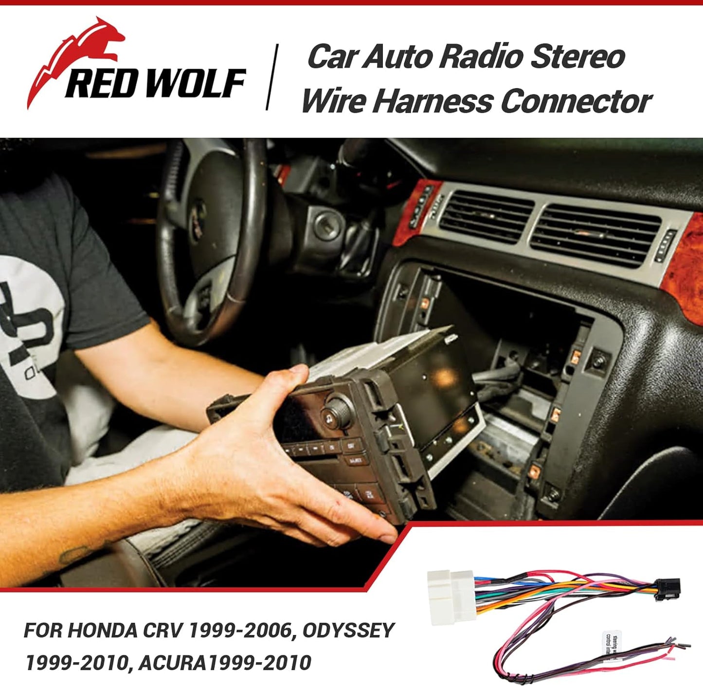 1999-2006, 1999-2010, Acura1999-2010 RED WOLF Pioneer Radio Stereo Wiring Harness Connector Amp Amplifier/SWC Plug