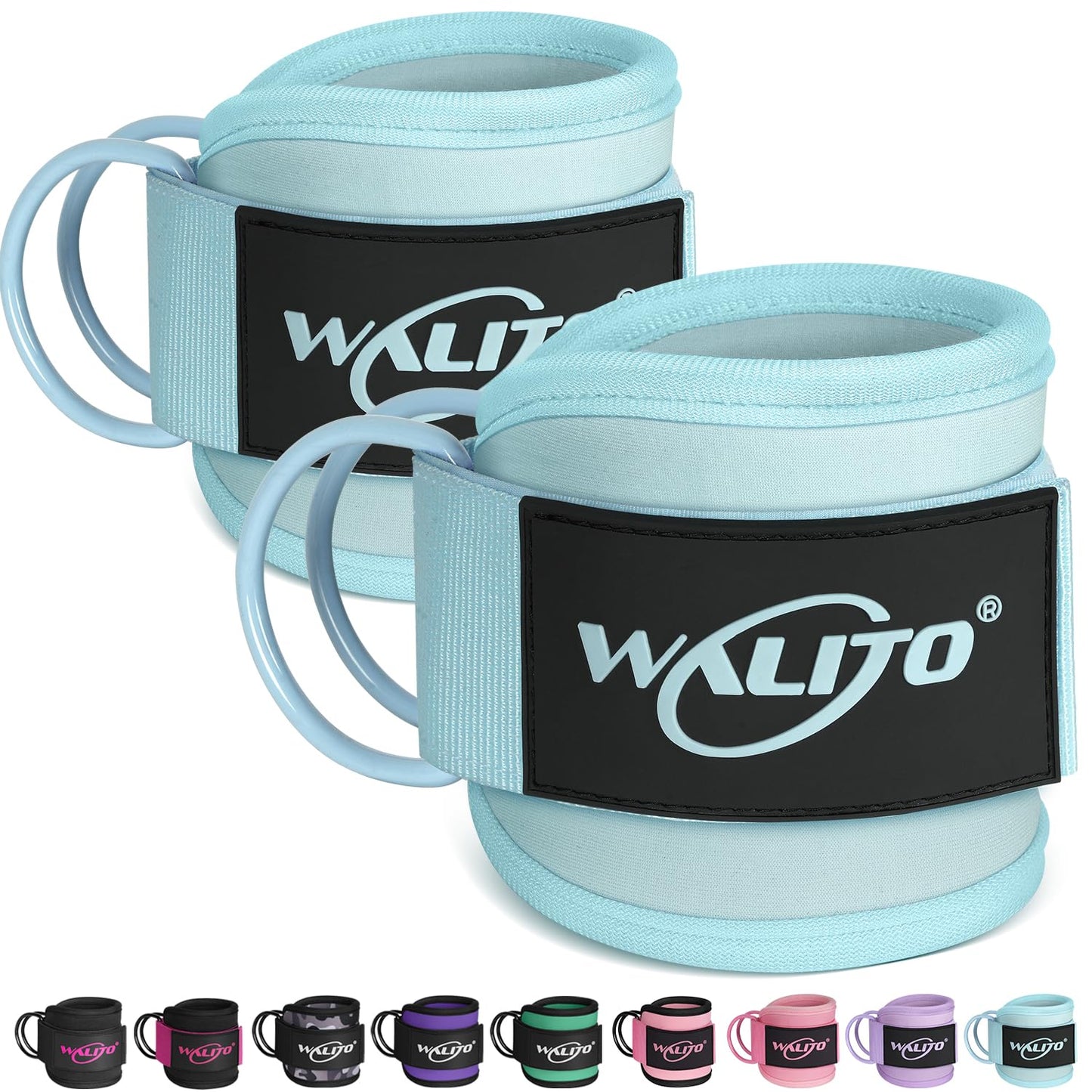 WALITO Gym Ankle Straps for Cable Machines Women & Men - Glute Kickback Ankle Cuff, Adjustable Cable Machine Accessories for Leg Extensions, Hip Abductors & Lower Body Workouts (Pair-Blue)