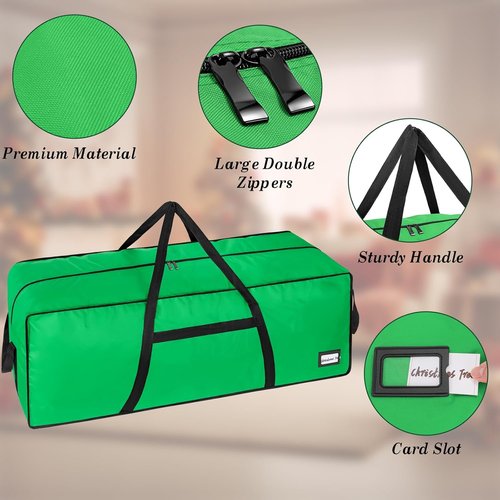 Heavy Duty Christmas Tree Storage Bag by [Brand Name] - Large Capacity with Reinforced Handles & Dual Zippers | Fits 3FT-4.5FT Artificial Trees - Green