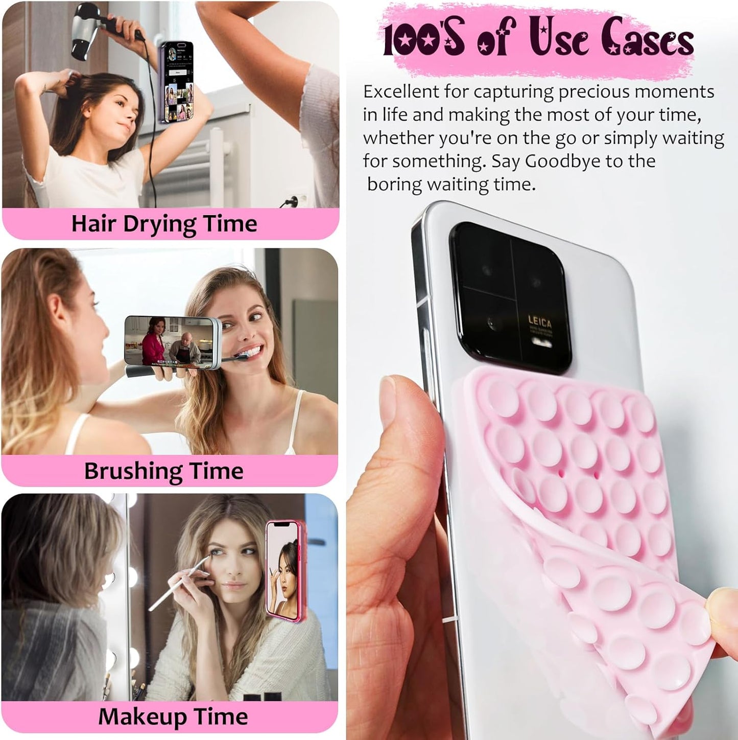 AZXYI 2 Pack Anteel Silicone Suction Cup Phone Case Mount Double Sided, Non Slip Phone Accessories for CellPhone