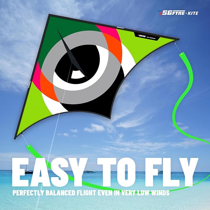 Delta Kites for Kids & Adults，Extremely Easy to Fly，Single Line Beach & Park Kite for Family Outdoor Games & Activities (Eye of The Sky)