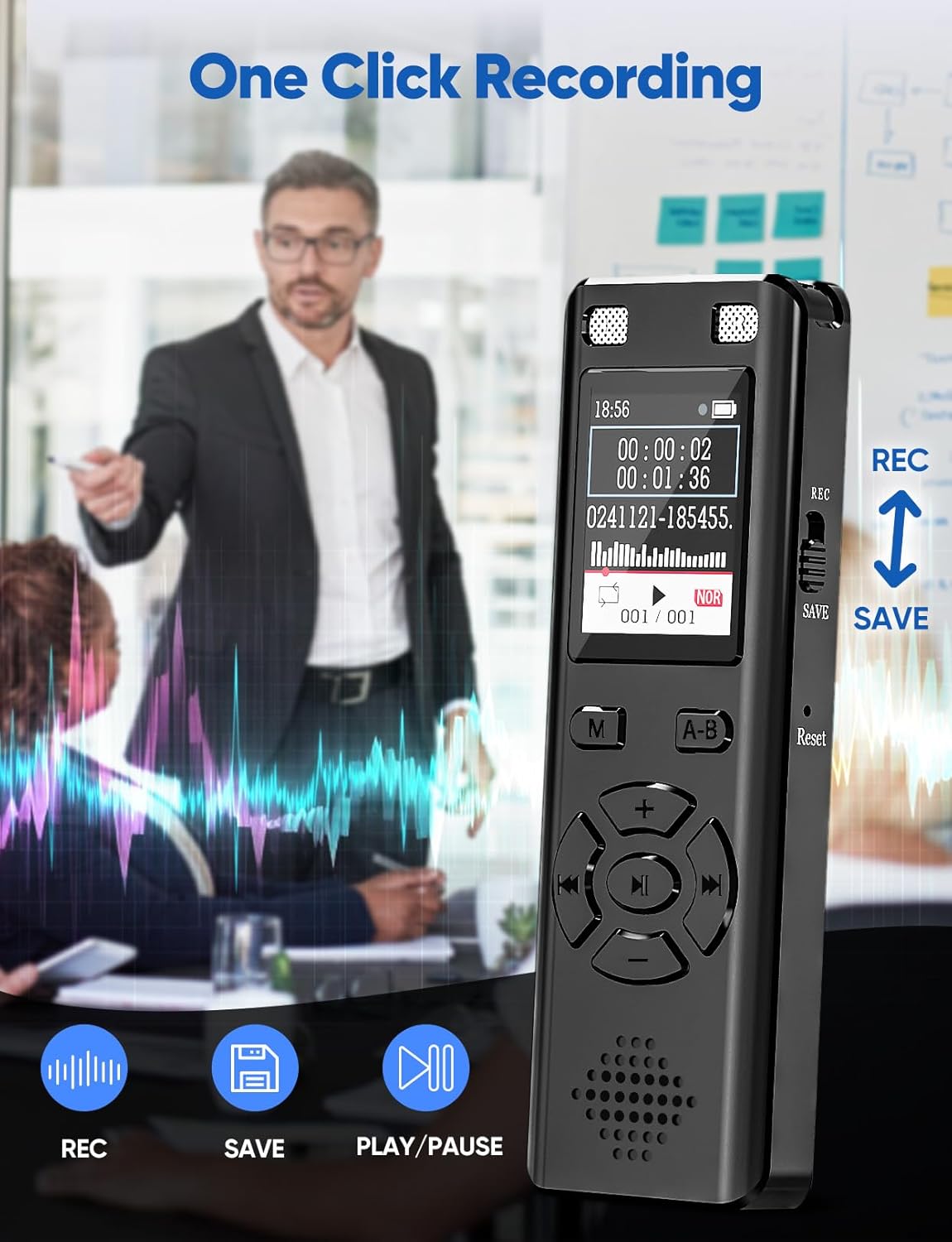 DGFAN 128GB 9280 MP3 Voice Recorder - Hours Voice Activated Recorder Device with Playback, Noise Reduction, Player