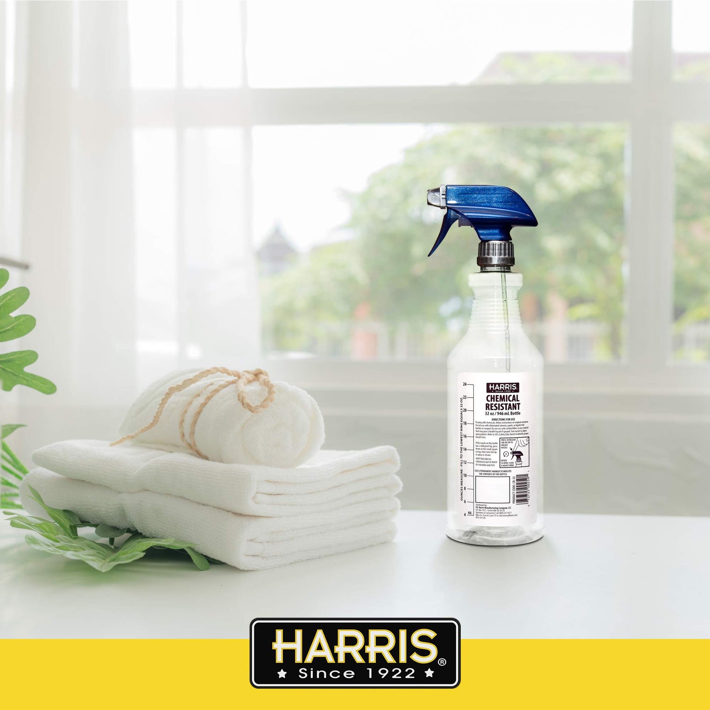HARRIS 100% Chemically Resistant Professional Spray Bottles, 32oz (12-Pack)