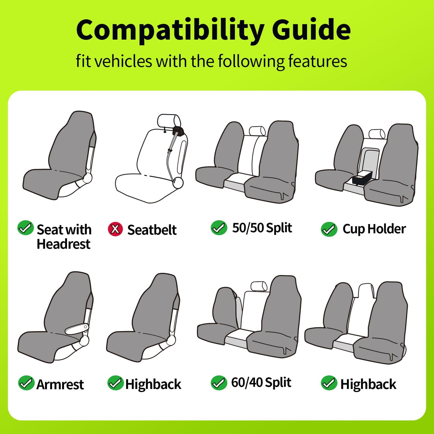 Leader Accessories Black Waterproof Sweat Towel Seat Cover Universal Non-Slip for Car Truck SUV Seat for Dog & Kid Workout Outdoor OR Sport Activities
