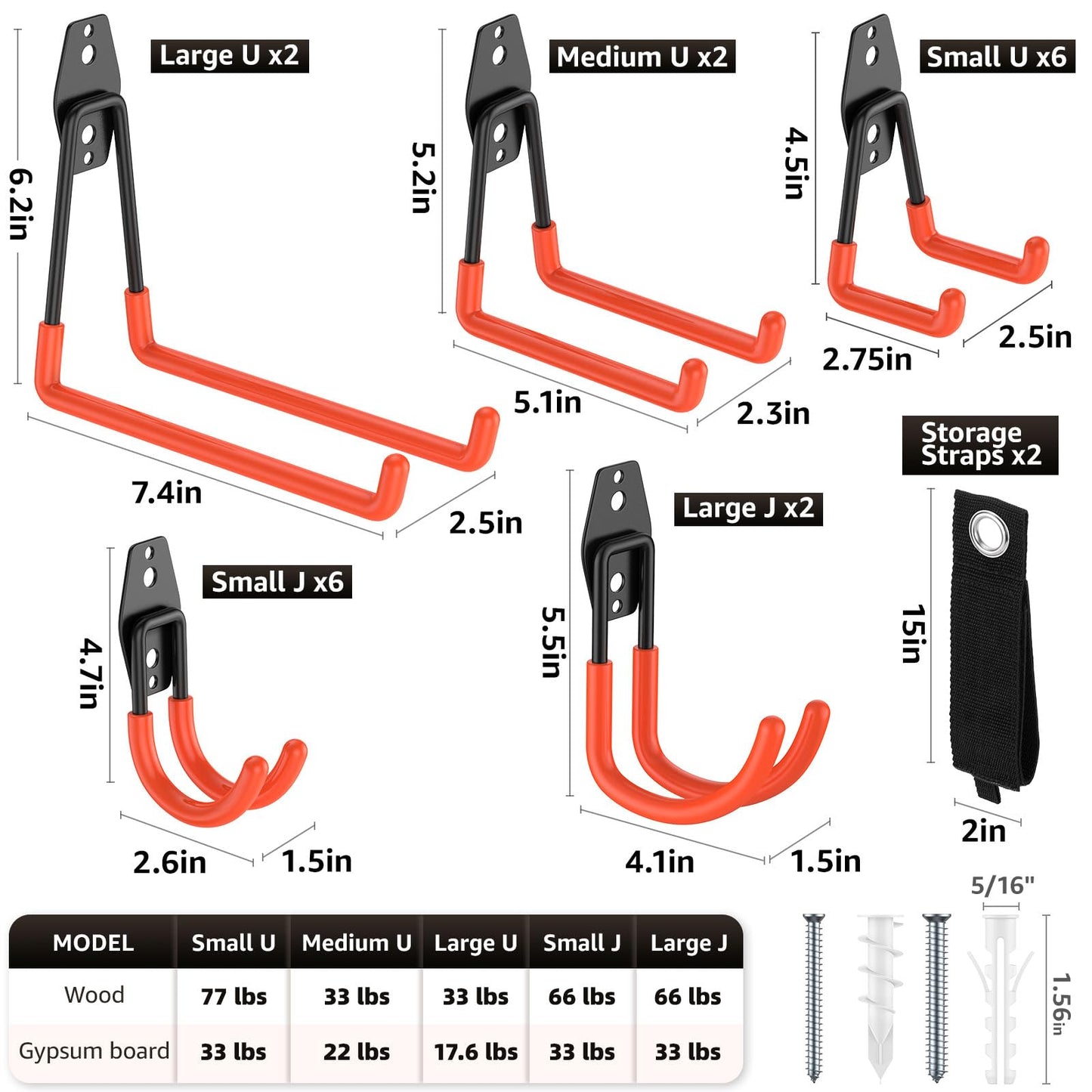 YouthZeal 20 Pack Garage Hooks, Heavy Duty Steel Wall Mount Utility Hangers with Anti-Slip Coating for Hanging Bikes, Ladders, Power Tools, and Garden Equipment