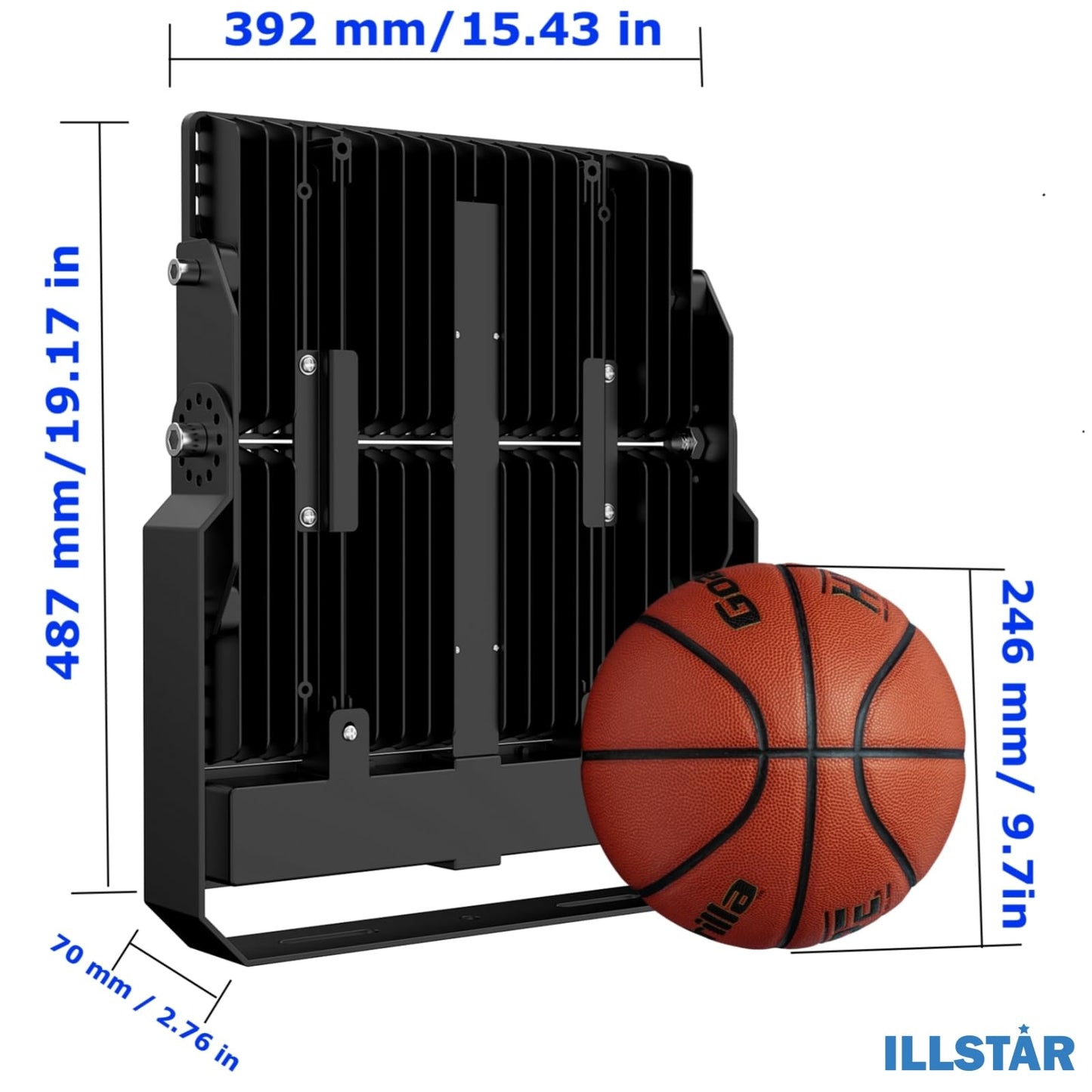 ILLSTAR 600W LED Stadium Lights,90000LM Super Bright LED Flood Light Outdoor for Arena,Backyard, Parking lot etc,100-277V Input, ETL Certification IP66 Waterproof.