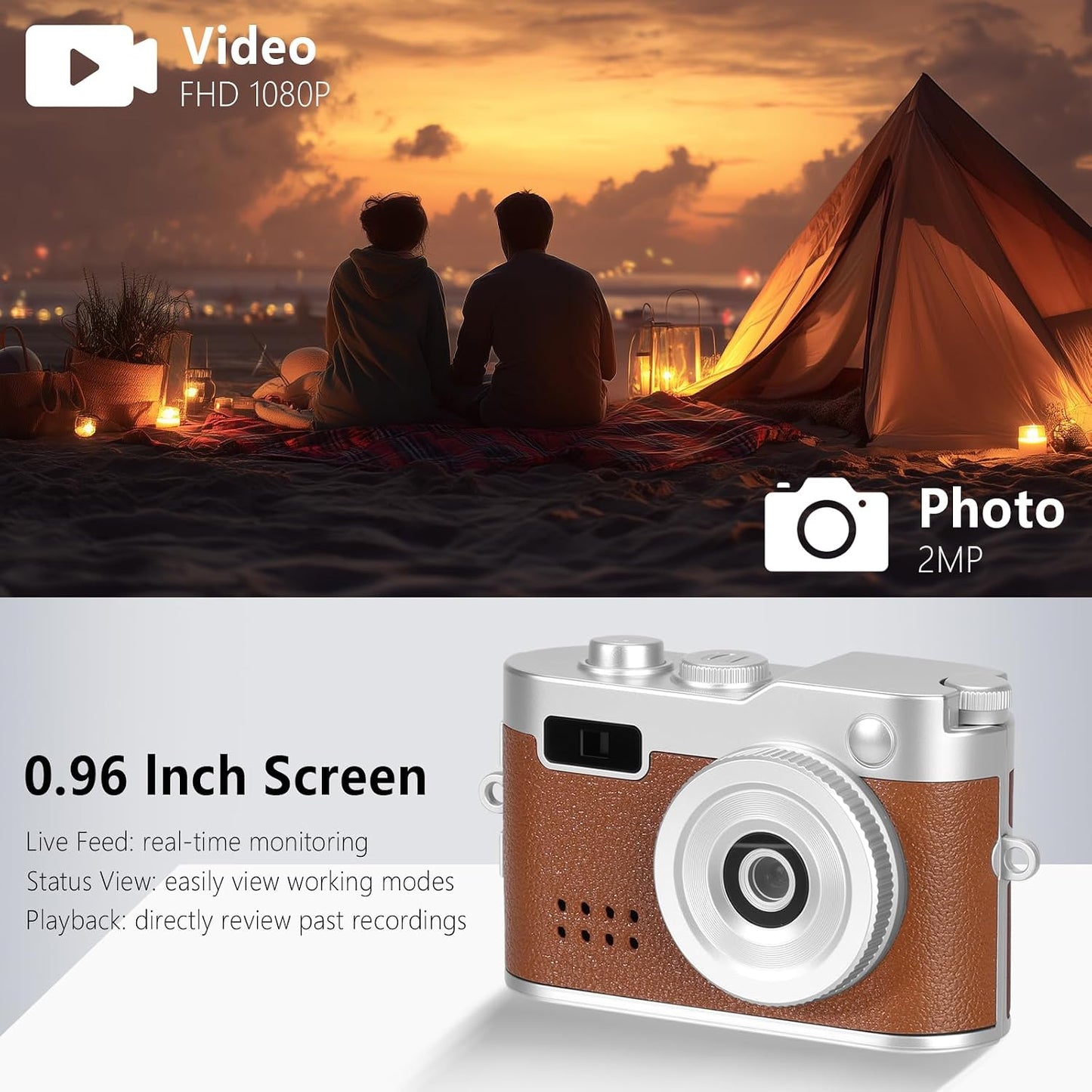 Mhaohuofu 1080p 32GB 6 0.96" 100 Mini Keychain Camera, FHD Mini Digital Camera with SD Card, Flash, Creative Filters