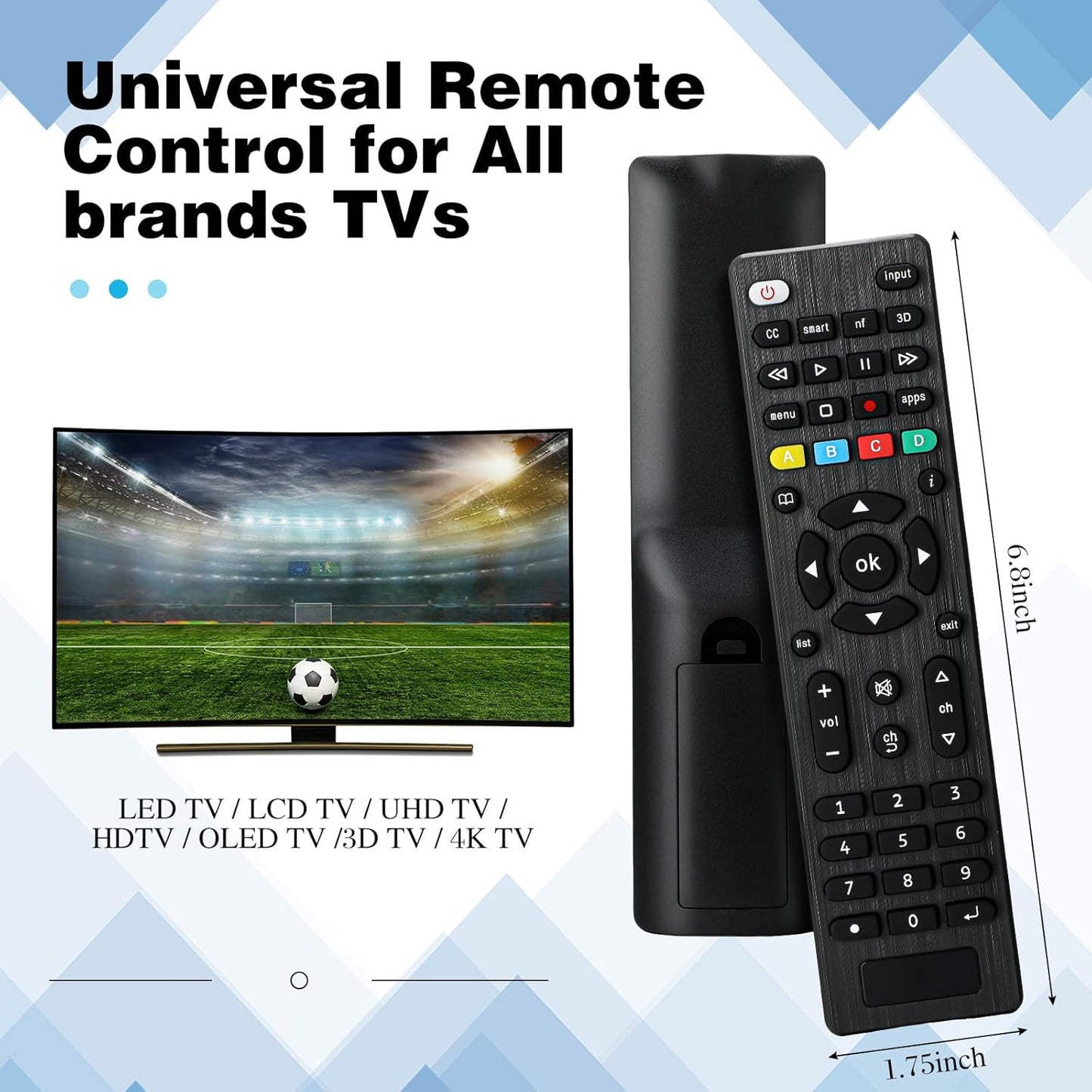 Saysurey 10 Pack 3D TV Remote Universal Replacement Compatible with All Smart TV LED LCD HDTV Series for Motel Hotel