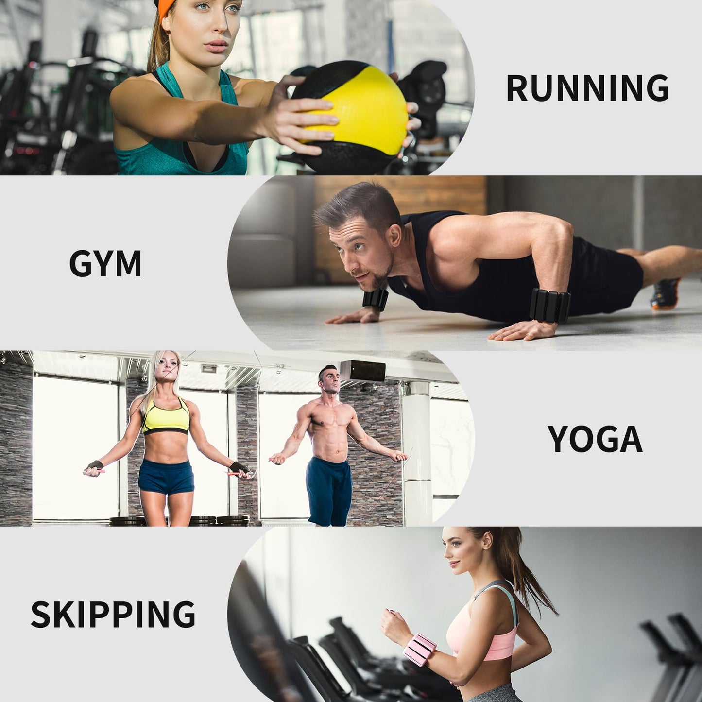 Spectent Ankle & Wrist Weights for Women – Adjustable Silicone Wrist & Ankle Weights, Wearable Arm/Leg Set for Pilates, Yoga, Walking & Strength Training (1lbs Pair Black)
