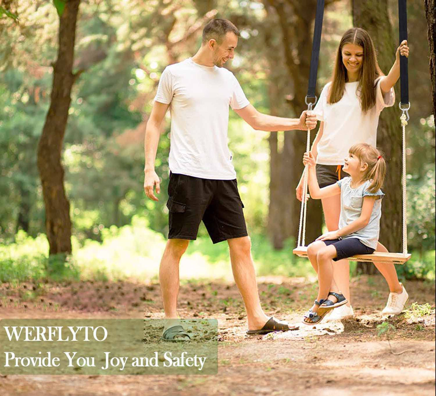Werflyto Safe Tree Swing Hanging Straps Kit, 3FT/10FT/15FT/20FT, Heavy Duty Holds 5500LBS Extra Long Adjustable Tree Swing Straps, Easy & Fast Way to Hang Any Swing or Hammock(10 FT)