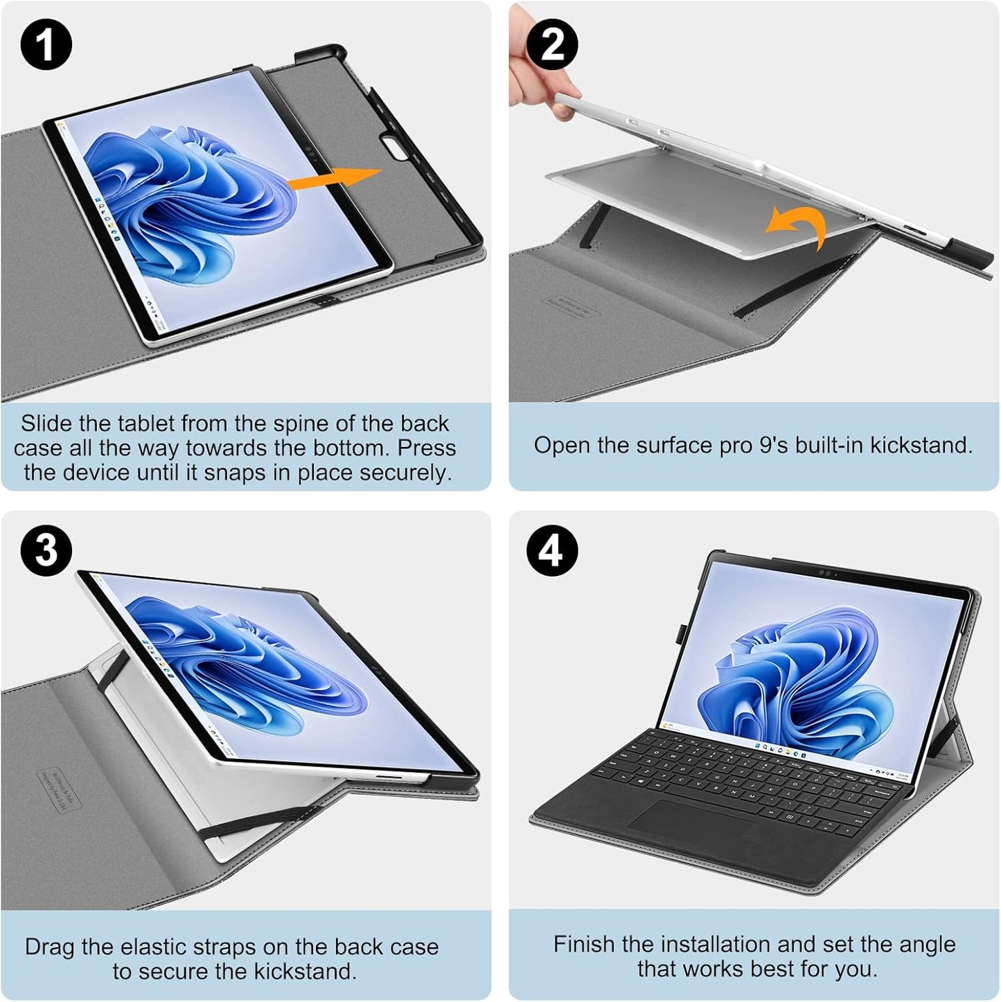 FINTIE 13 Inch 11/10/9 Case for Microsoft Surface Pro - Multiple Angle Viewing Portfolio Business Cover with Pocket