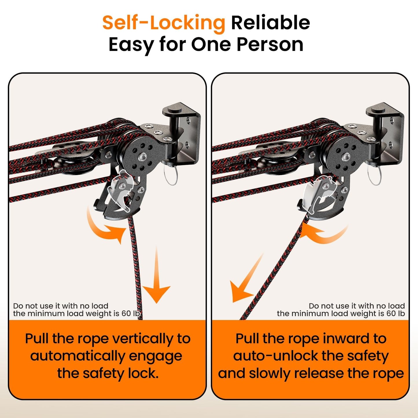 Pacikwest Garage Ceiling Storage Lift System Roof Top Tent Hoist, Heavy Duty Overhead Pulley System for Garage Storage Rack, 4-Point Lift 250lb Capacity, Adjustable Straps Fits 8-16ft Ceiling