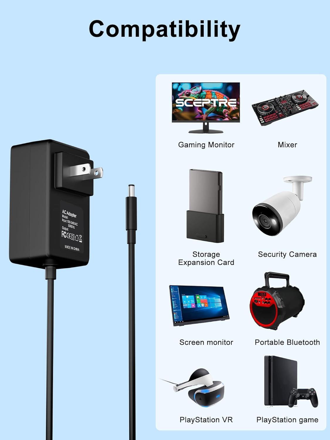 XWNV 4ft LH318000 8-Channel Small AC DC Adapter Compatible with Edge Digital Video Recorder DVR Power Supply Cord Cable