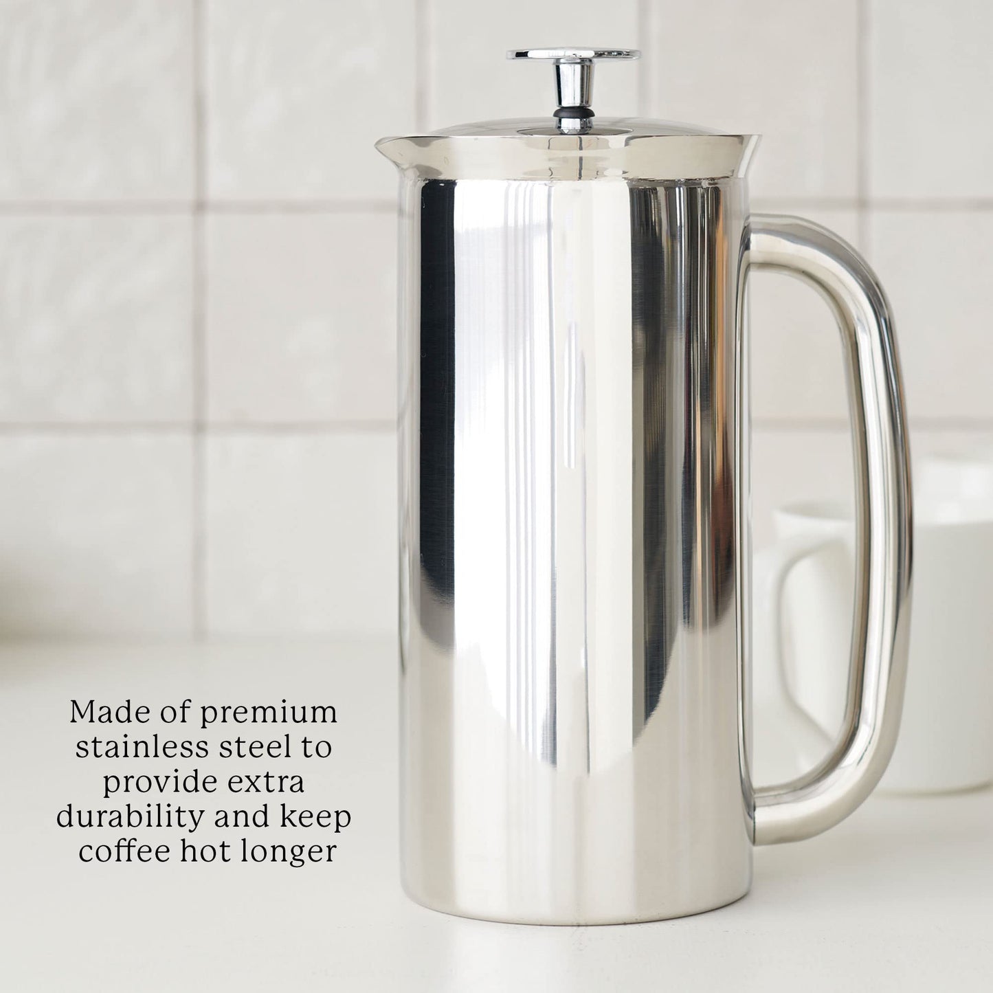 ESPRO - P7 French Press - Double Walled Stainless Steel Insulated Coffee and Tea Maker with Micro-Filter (Polished Stainless Steel, 18 Oz) Coffee Paper Filters (100 Count)