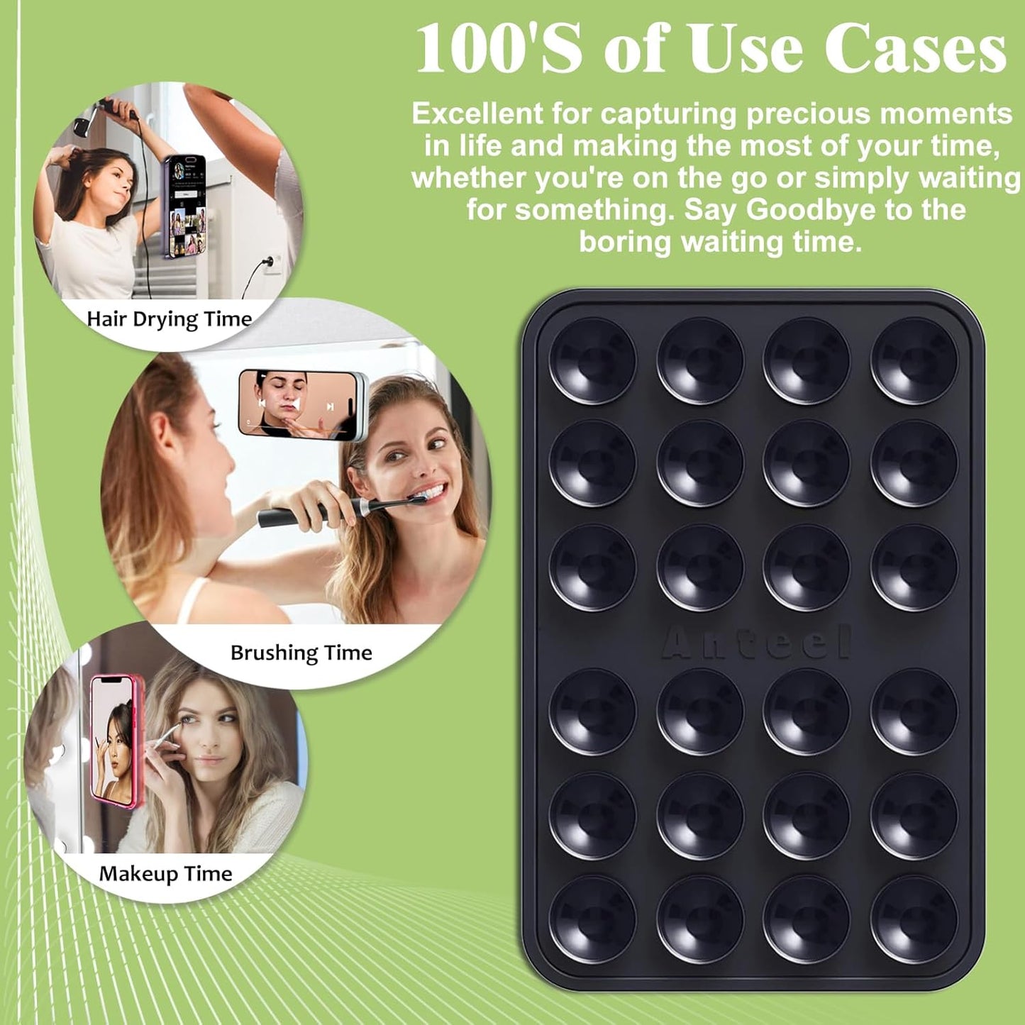 Anteel 4 Pack 2026 2.28"x3.46" Silicone Suction Phone Case Adhesive Mount, Upgraded Thickened & Enhanced Suction Power