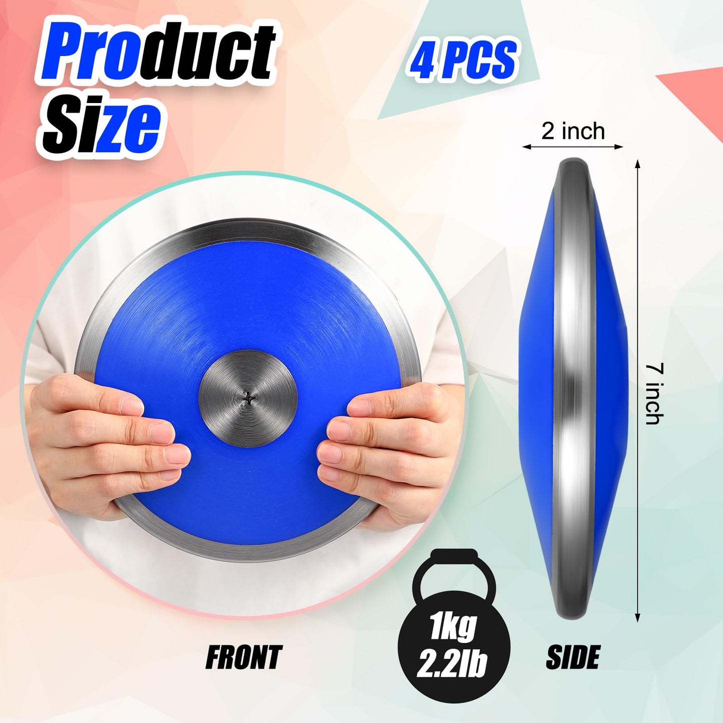VercanMonth 4 Pcs Sports Training Discus Boys Girls Discus Track and Field Discuses Training Equipment for High School and College Throwers Practice and Competition(Blue)