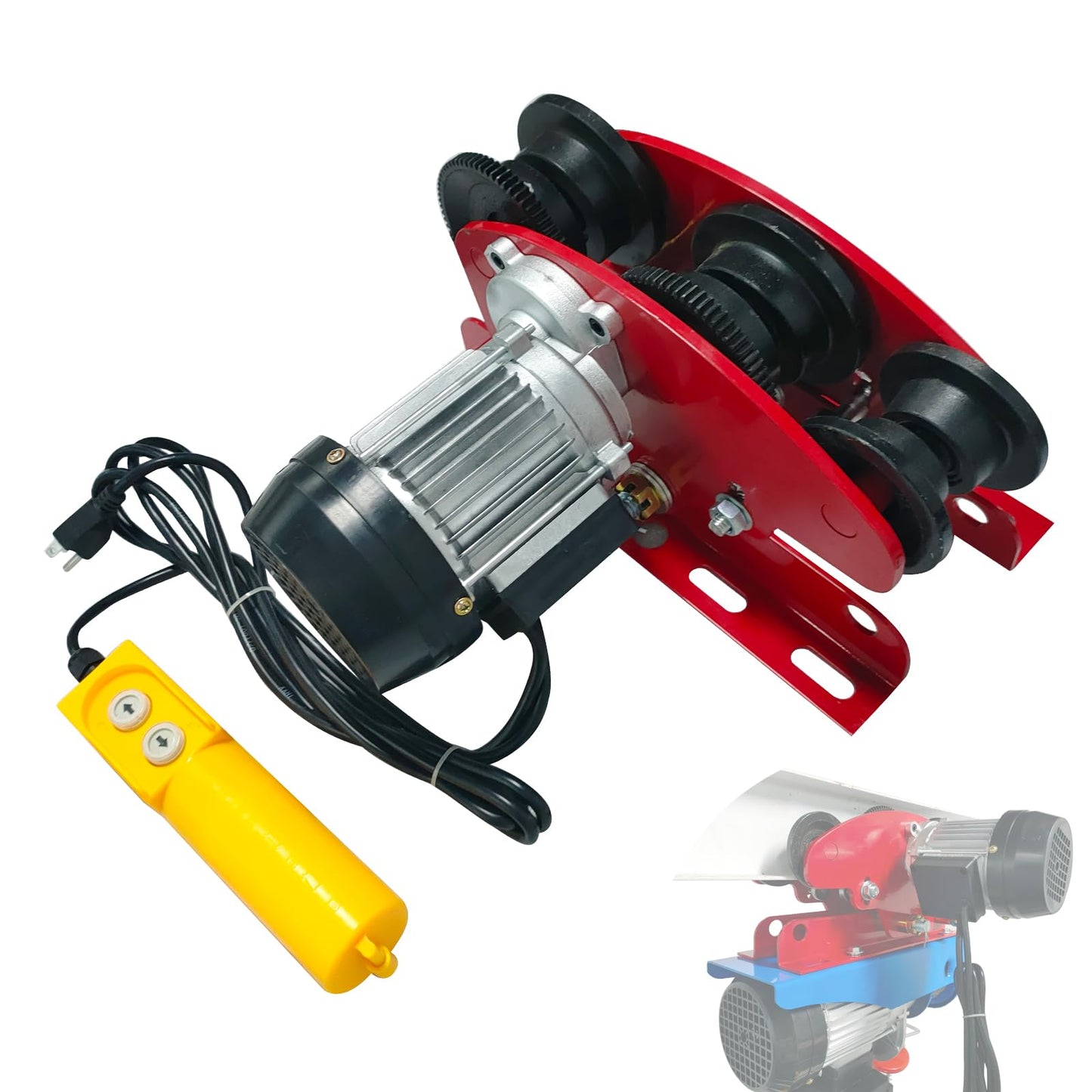 Dremvoist Electric Trolley for Power Hoist, 1 Ton 2204 LBS Electric Hoist Trolley, 2.68"-4.33" Adjustable Beam Flange Width, for PA200-PA1000 Hoists Push Geared Overhead Crane Heavy Duty Wheels System