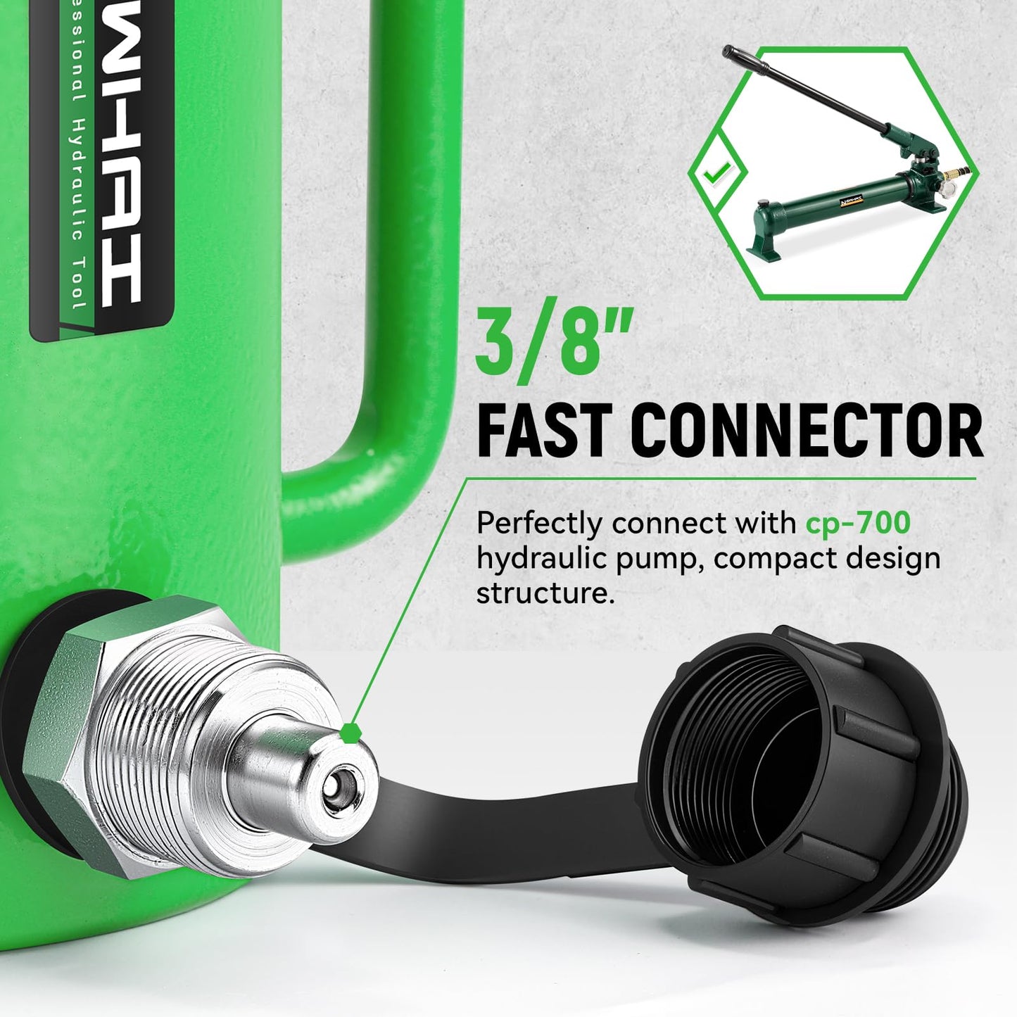 Newhai Hydraulic Hollow Jack 30 ton Hollow Hydraulic Ram with 2 inch Stroke Automatic Retraction Hydraulic Cylinder for Lifting Tensioning Construction Industrial Applications (30 ton; 2 inch Stroke)