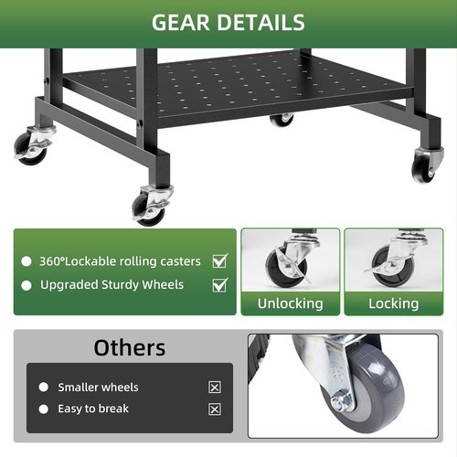 LAKEMID Garden Tool Organizer Stand - Mobile Tool Rack with 2 Hooks for Up to 42 Tools | Perfect for Garage & Outdoor Use