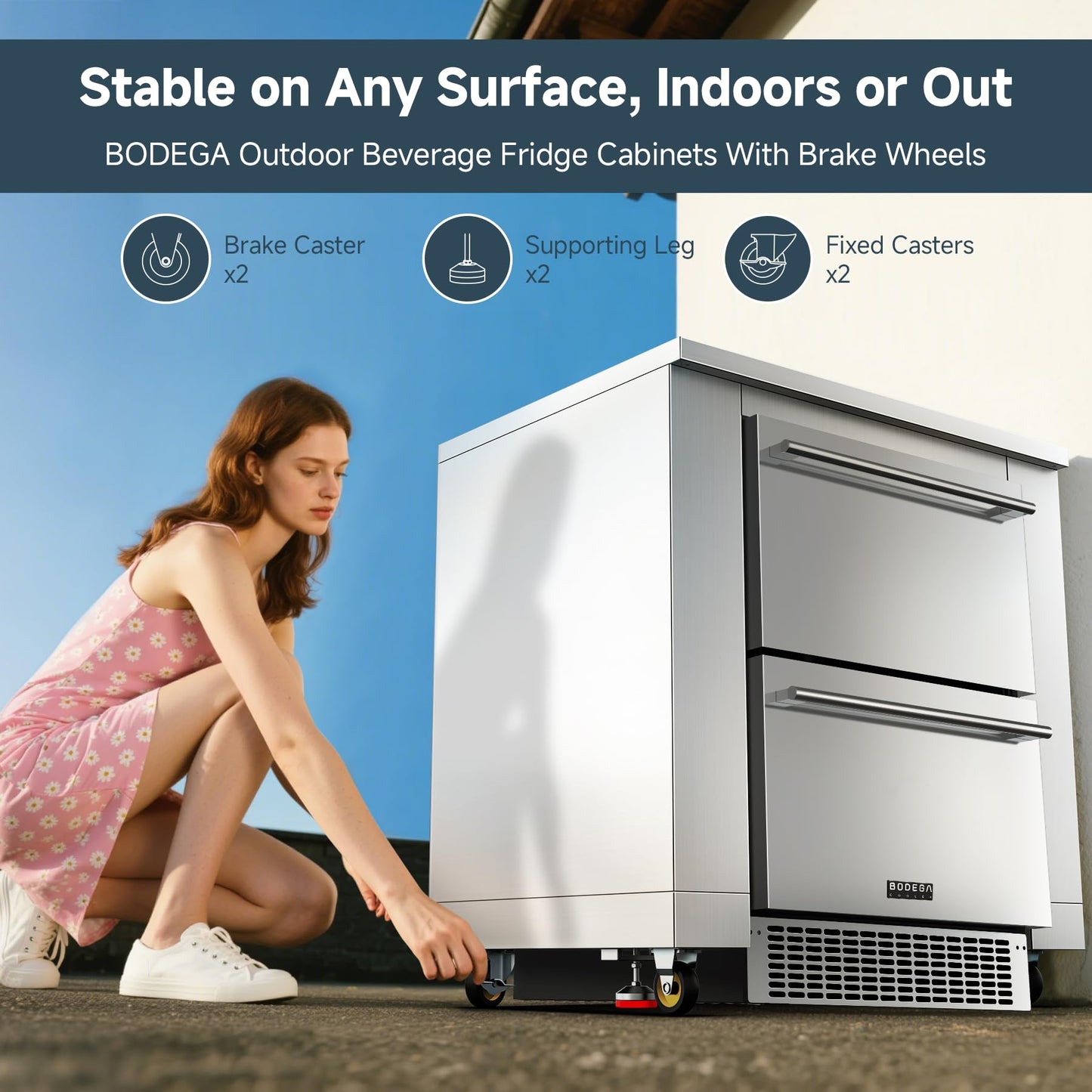 BODEGA 24Inch Stainless-Steel Outdoor Kitchen Cabinet for Beverage Refrigerator,freestanding & Under Counter Kitchen Appliance Cabinets Module is Designed to UnderCounter Beverage Cooler