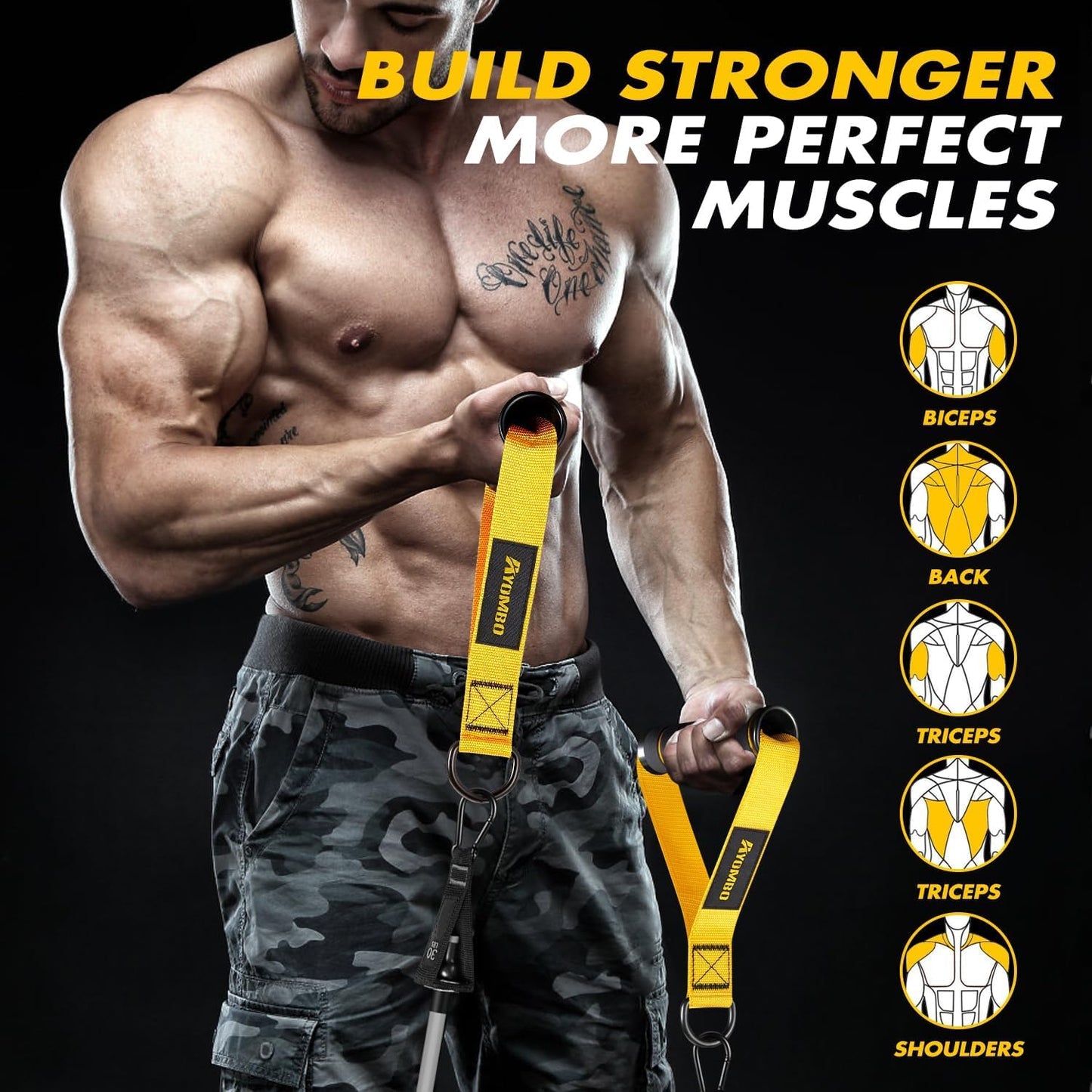 Ayombo Gym Equipment, Cable Attachments for Gym, Home Workout Equipment Machine Grip Attachments, Resistance Bands Handles for Weight Strength Trainer, Gym Heavy Duty Exercise Handle for Men