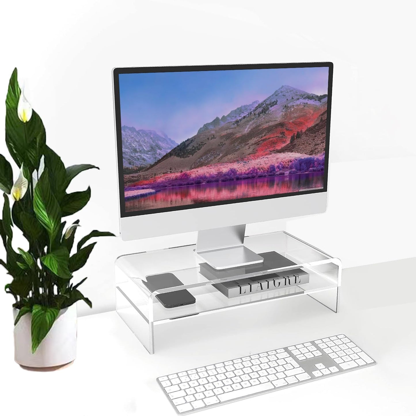 Generic 2 Riser16 inch Acrylic Monitor Stand, Tier Computer Monitor Stand Acrylic Computer Monitor Stand Riser