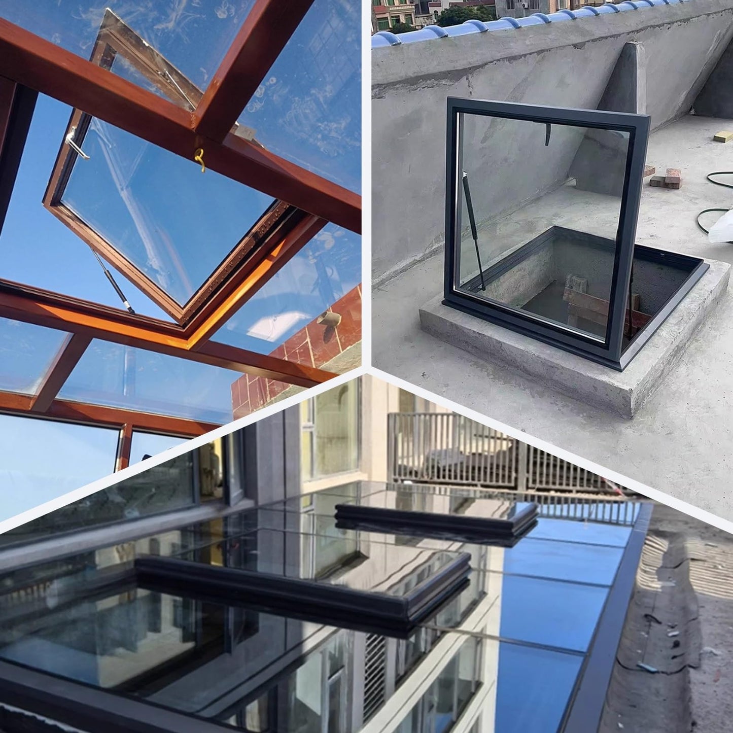 UFAGFDA Skylight Sloped/Flat Roof Window,Sloped Flat Roof Skylight Cover Attic Sun Room Underground Lighting Well Window,Roof Skylight,Egress Roof Window,for Attic,Basement,Sun Room
