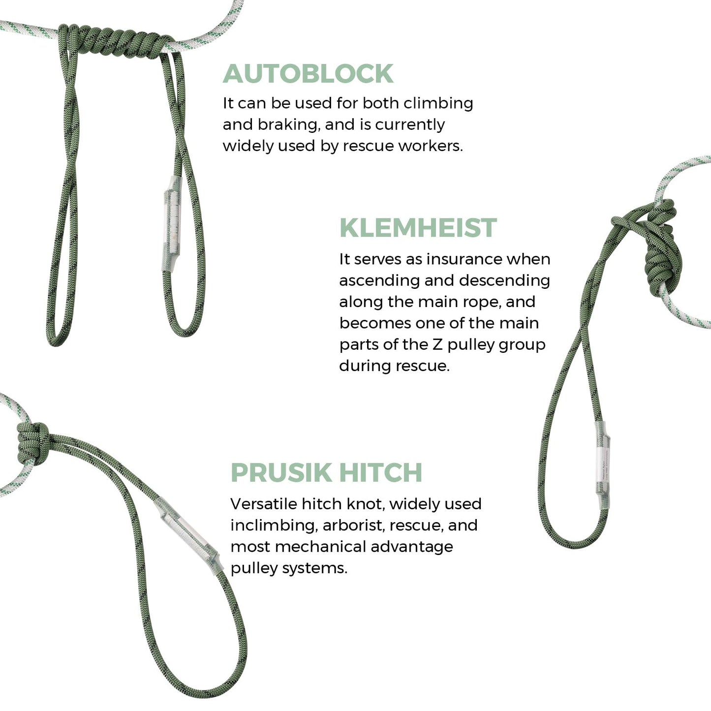 10mm Nylon Prusik Cord, Pre-Sewn 47in(120cm) Prusik Loop, 22KN / 4950lbs MBS High Strength Friction Cord for Rock Climbing, Arborist Tree Work, Rescue, Rappelling and Aerial Operations