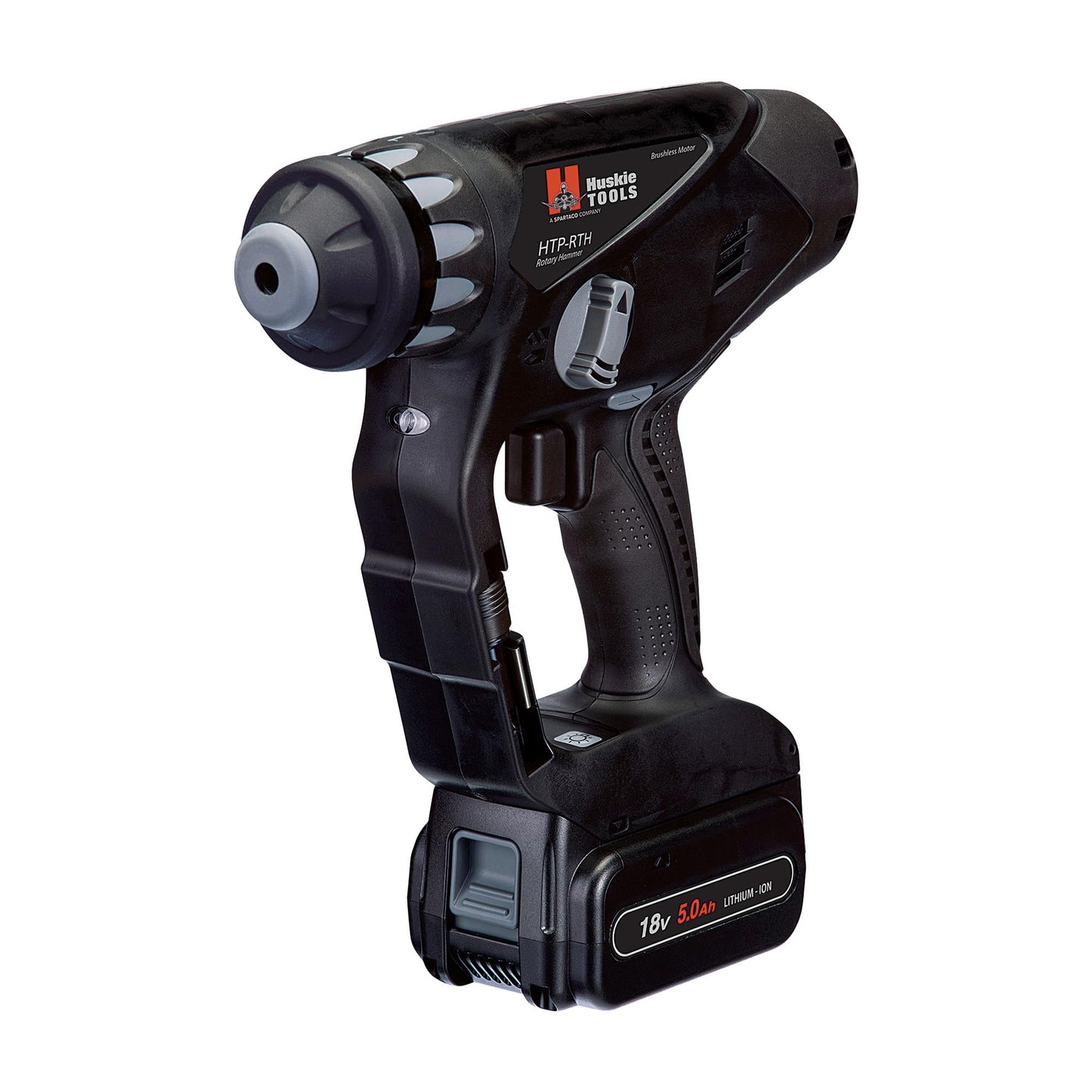 18V Dual Function Rotary Hammer/Drill Driver with 5-Stage Torque Clutch, LED Work Light, SDS-Plus Chuck, 1/4” Hex Drive Adapter by Huskie Tools - SDS Kit w/ 1 Battery, Charger & Tool Bag