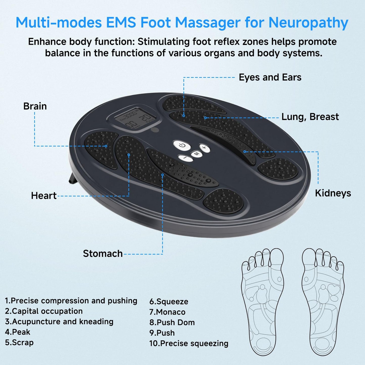FDA Cleared - Electronic Muscle Stimulator for Neuropathy Foot Leg Massage, EMS Foot Massager for Pain Relief & Muscle Relaxation, EMS/TENS Feet Stimulator for Circulation, for Dad Mum Elder Gifts