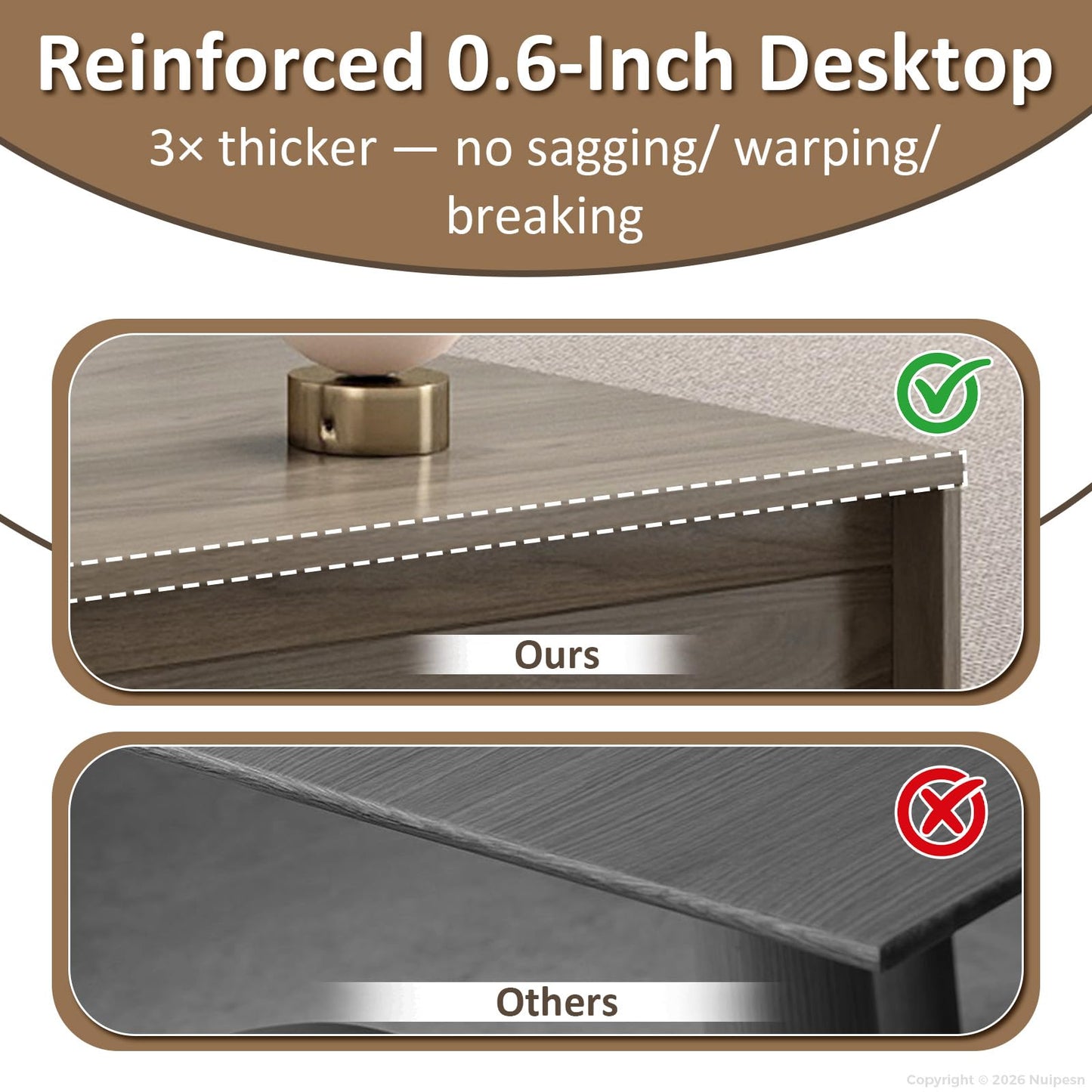 Nuipesn 63" L-Shaped Executive Desk with Reversible Storage Cabinet, Locking Drawers & Cable Management, Modern Office Desk for Home Office or Business Workspace, Black Walnut