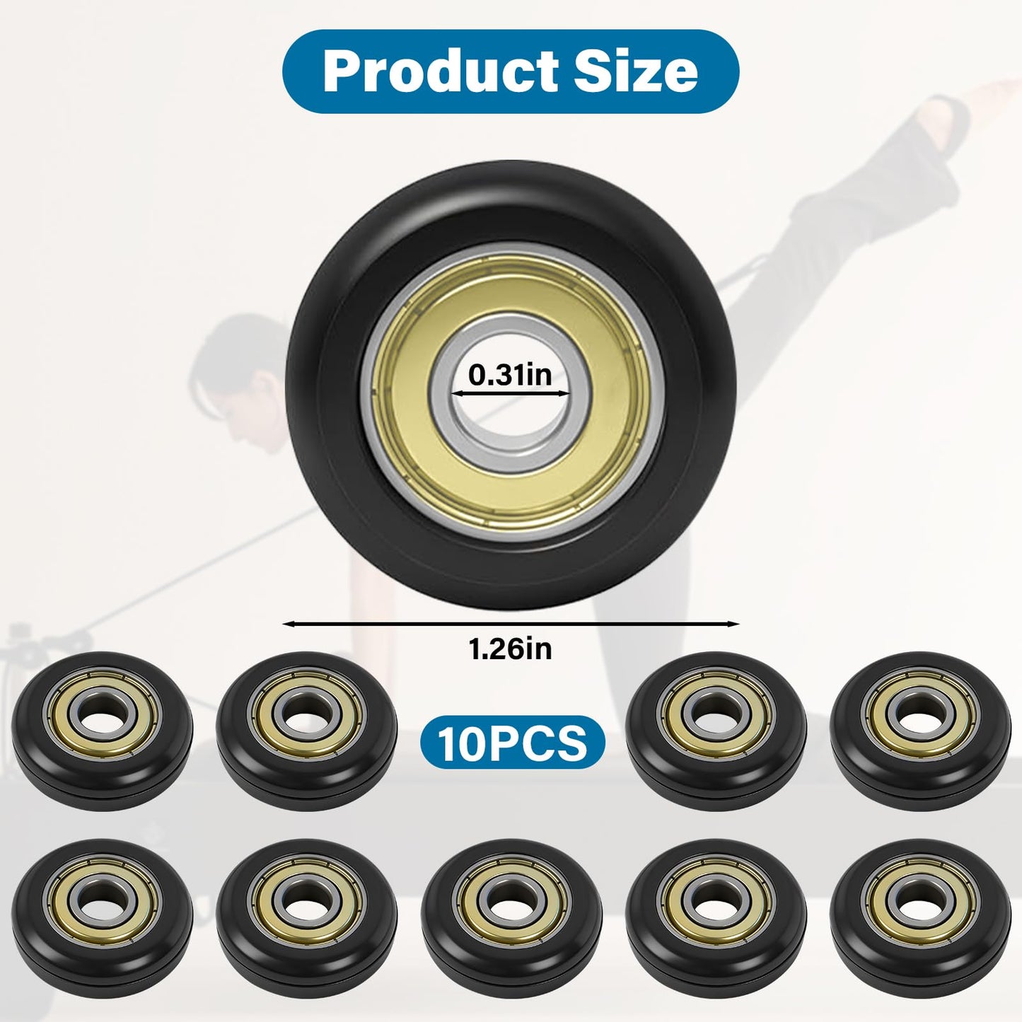 10 Pcs Replacement Roller Wheels for Aero Pilates Reformer Machines – Smooth, Quiet Glide, 32mm POM Wheels for Silent and Effortless Movement