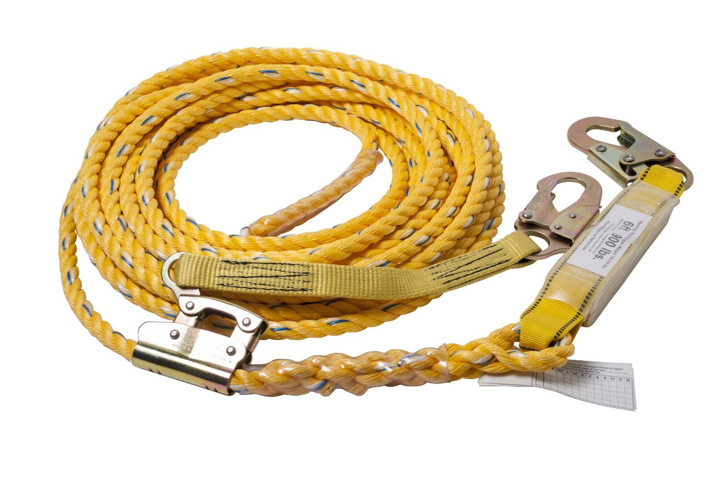 Guardian Fall Protection 01325 VLA-130 Poly Steel Vertical Lifeline Assembly, 130-Foot , Yellow