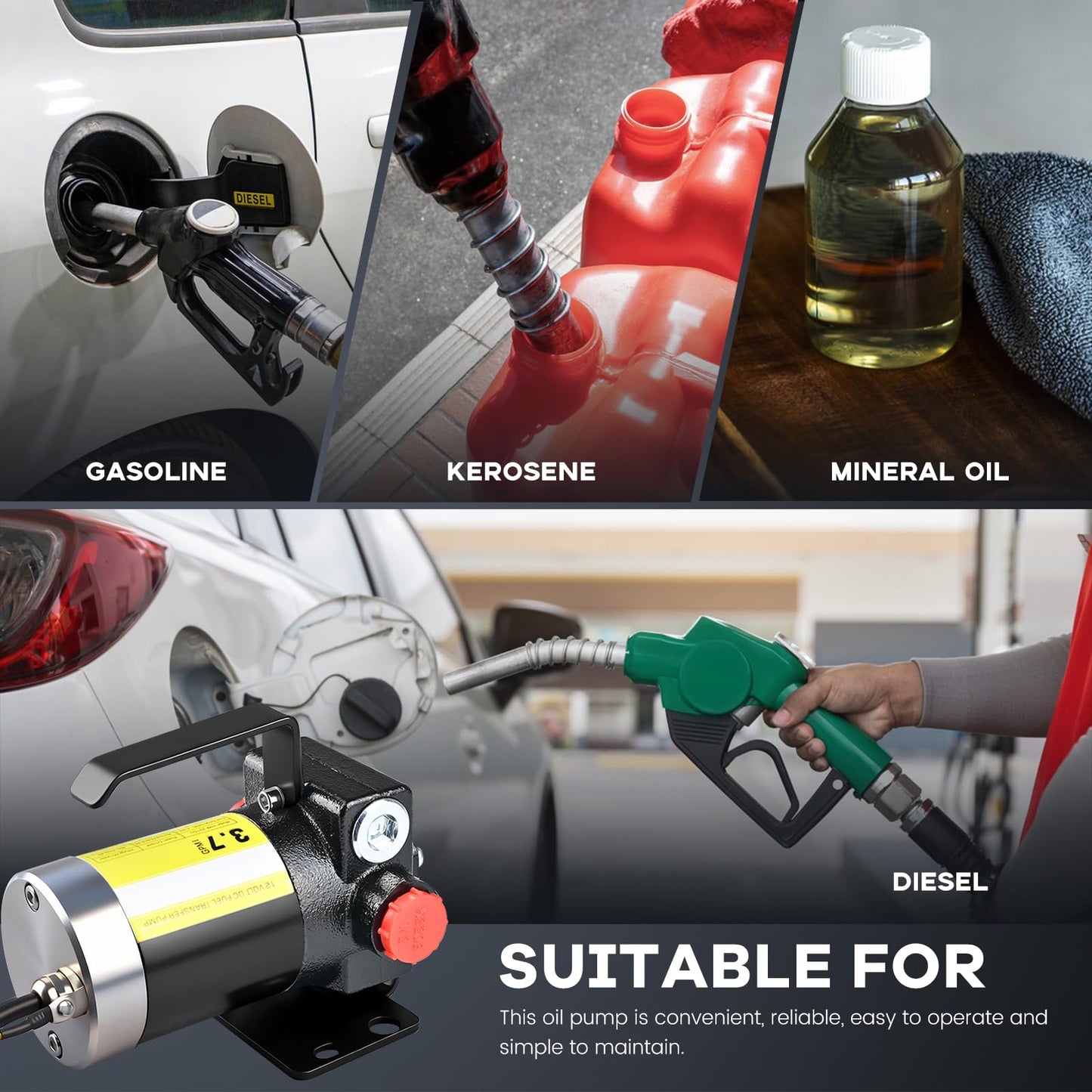 110V AC Gasoline Fuel Pump Kit, Self-priming Fuel Transfer Pump, Reversible Pumping, Overheat Protection, Explosion-proof, Suitable for Gasoline, Diesel, Mineral Oil, Kerosene