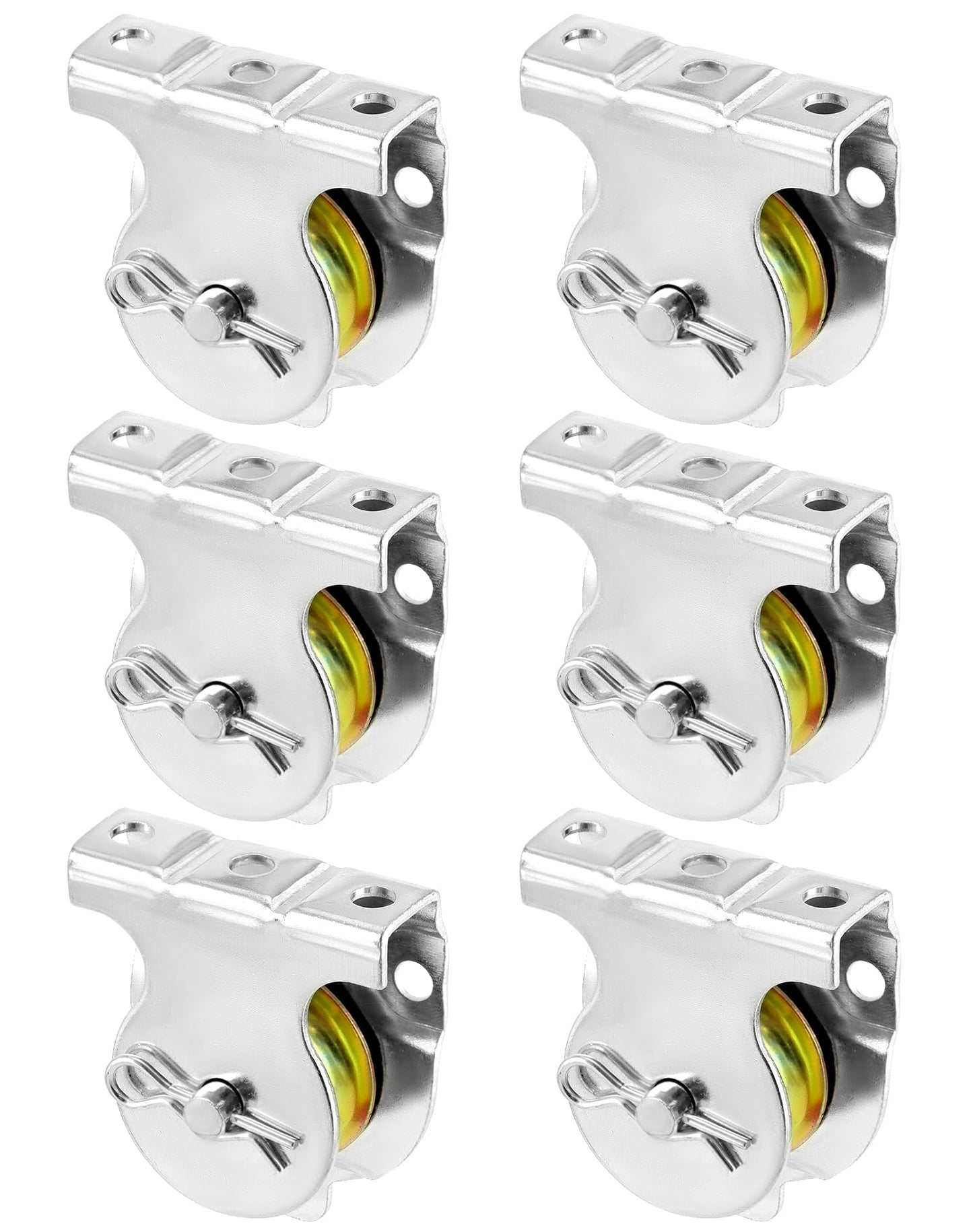 QWORK Wall Mount Pulleys, 6 Pcs 1-1/2" Ceiling Mount Single Pulley V-Groove Pulley Hardware Accessories for 3/8" Wire or Rope, Working Load 420 Lbs