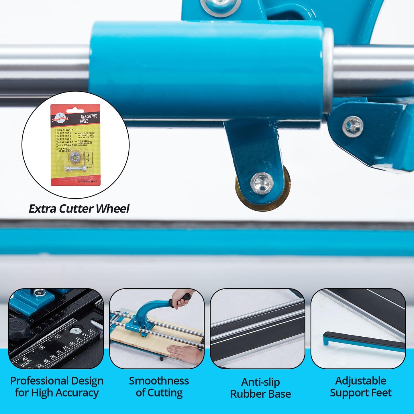 EliteEdge EliteEdge Manual Tile Cutter - Double Rails Precision, 48" Porcelain Ceramic Cutter, Tungsten Carbide Cutting Wheel, Precision Cutting, Anti-Skid Feet, Removable Scale