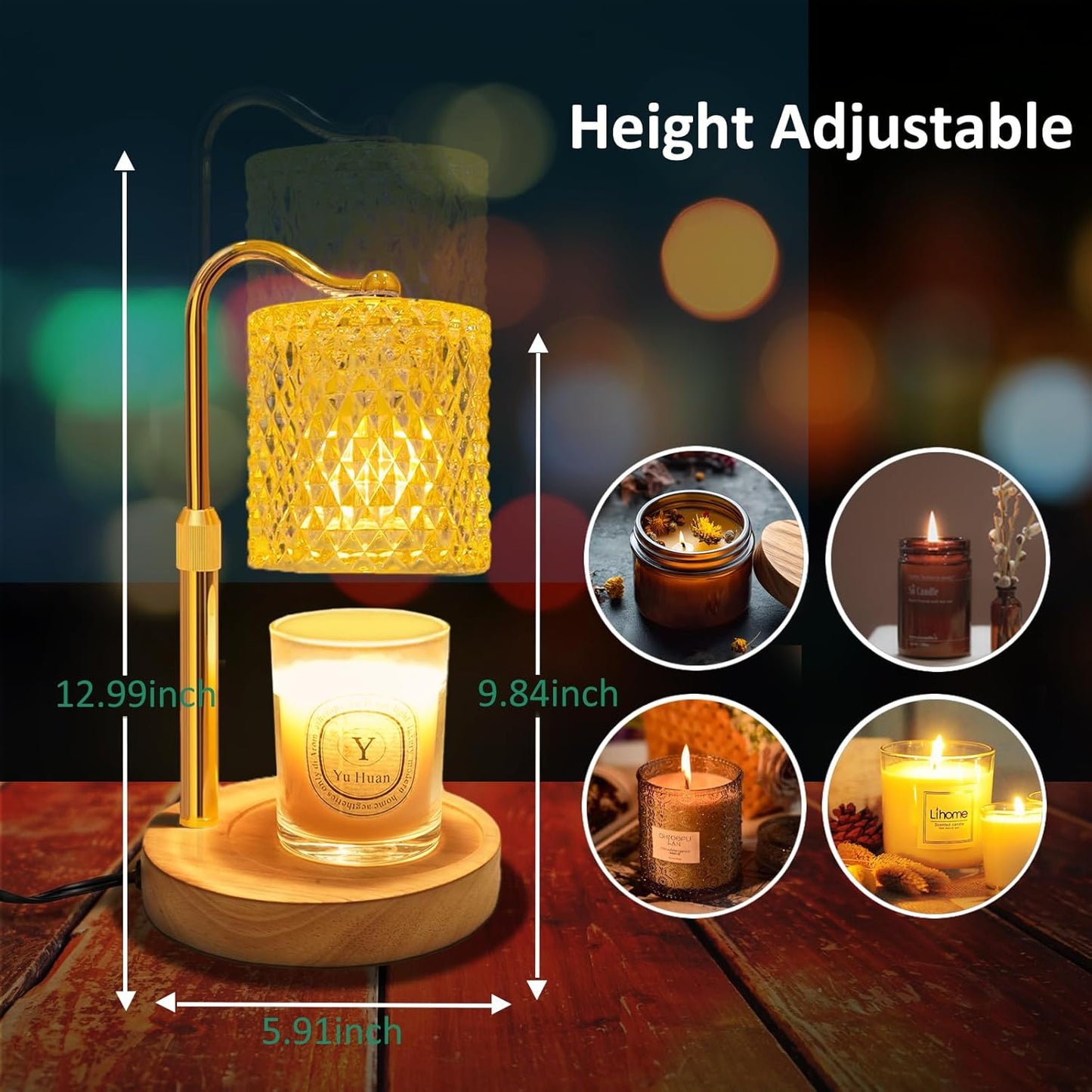 Skiennix Candle Warmer Lamp - Adjustable Height with Timer & Dimmer | Perfect Gift for New Home Decor