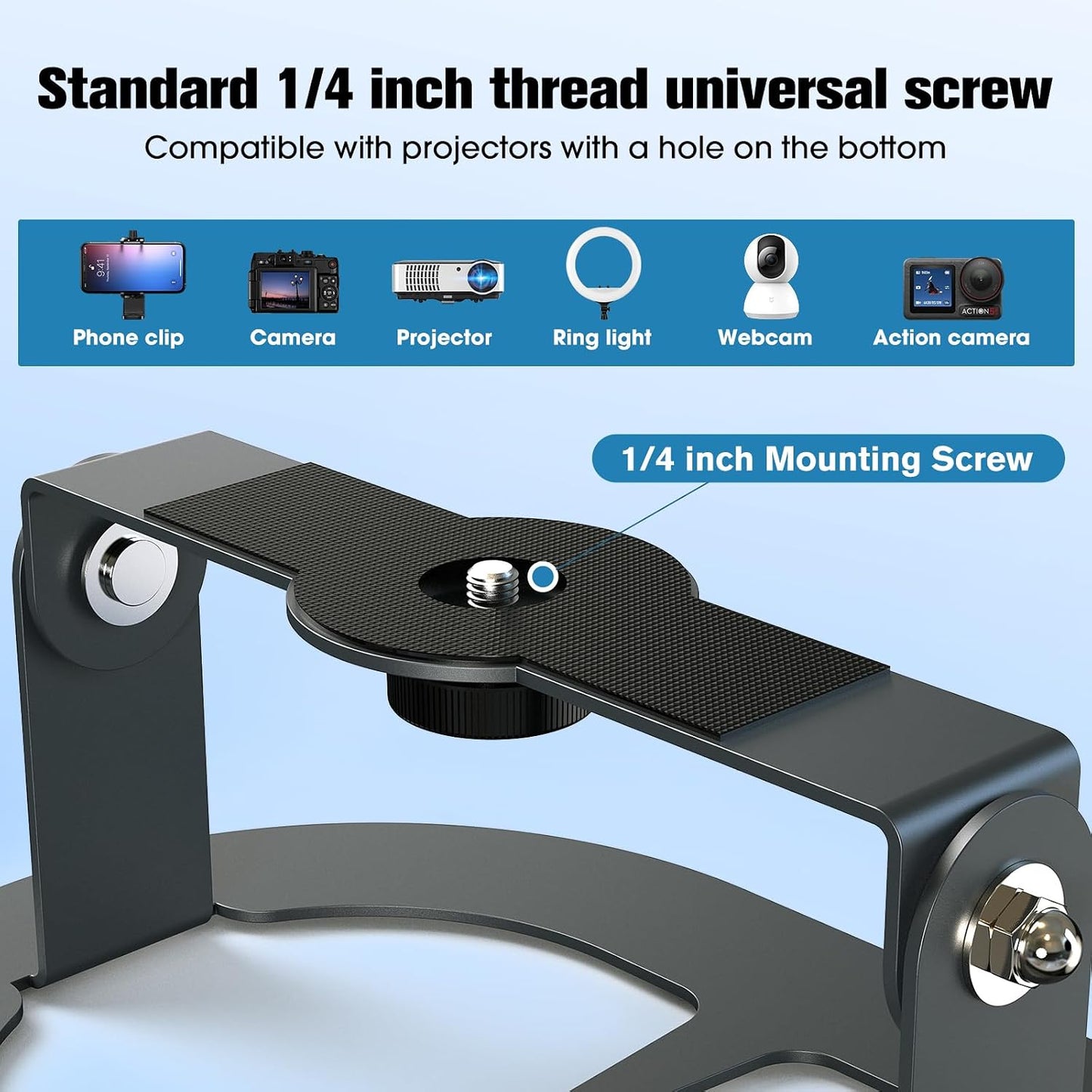 1/4" Setup DAWASAPAT Desktop Projector Stand Table, MINI Tabletop Projector Holder Mount with Screw & Cable Ties, Easy