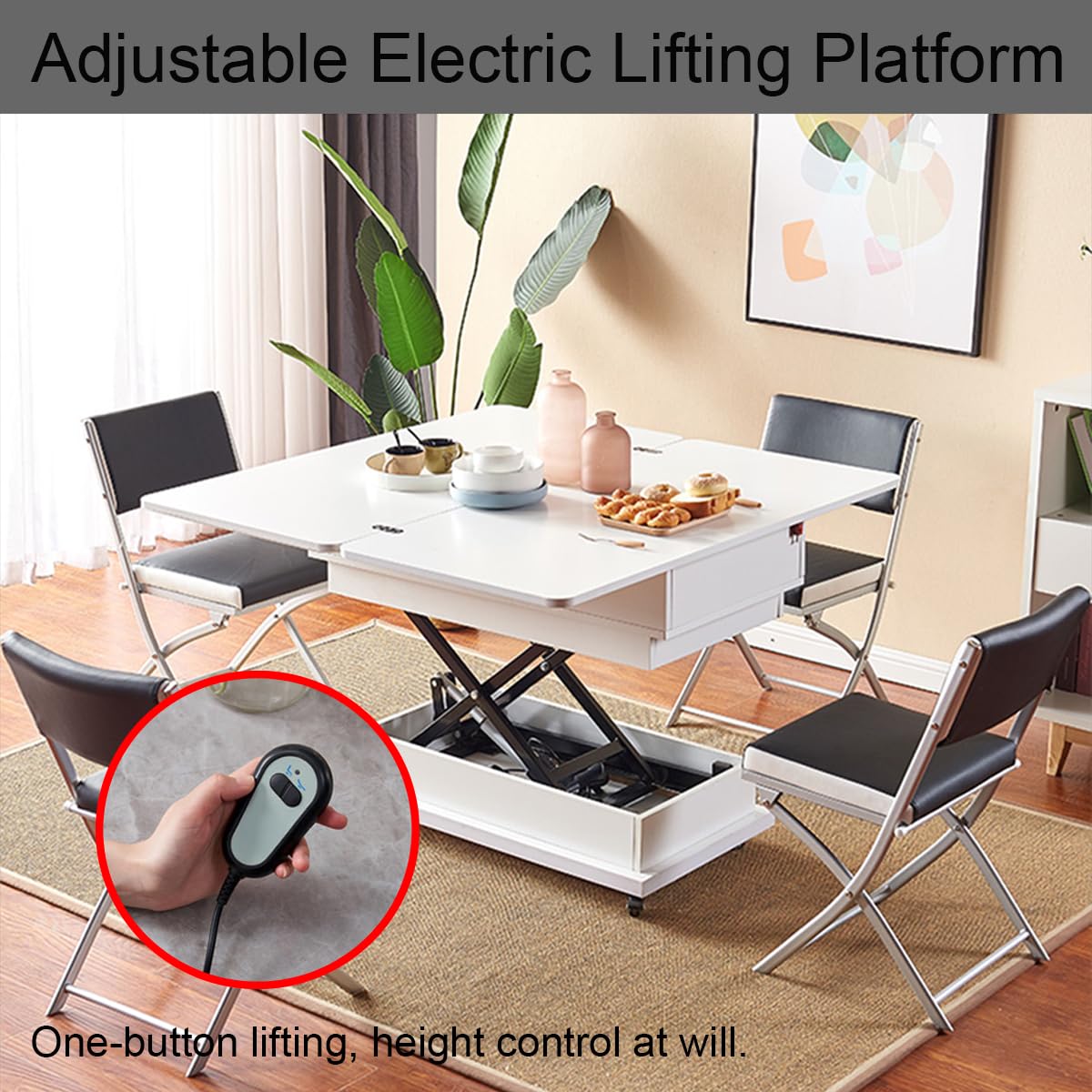 ANTEISI Electric Scissor Lift Table，7.5-27 in Height Adjustable，180Lbs Load,Used for DIY Lifting Coffee Table, Dining Table, and Other Projects,Black Metal Frame