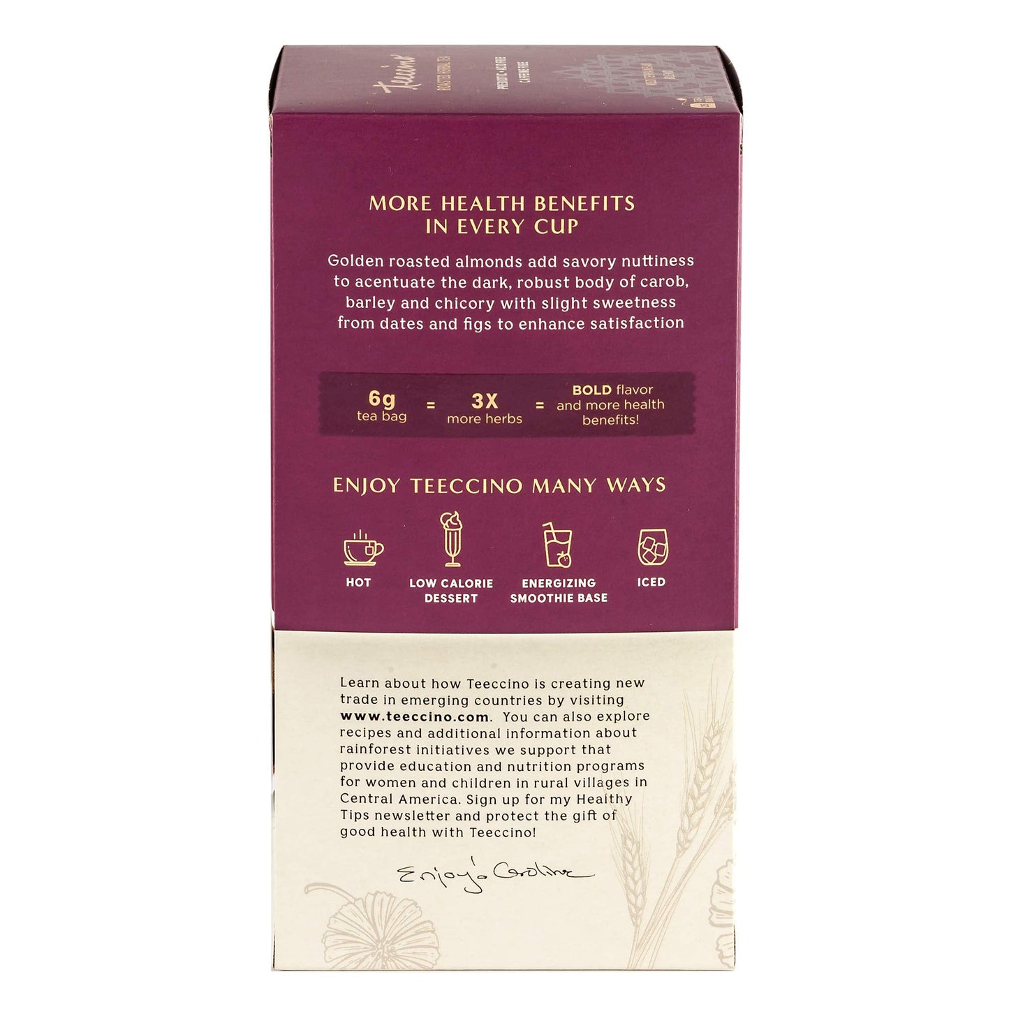 Teeccino Java Herbal Tea - Rich & Roasted Herbal Tea That’s Caffeine Free & Prebiotic for Natural Energy, 25 Tea Bags