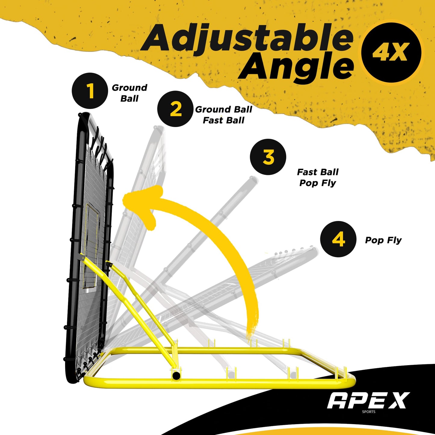 Apex Sports 4x4.5 Ft Baseball Rebounder, Multi-Sport Trainer for Soccer and Volleyball, Adjustable Angles, Easy Storage, Durable Construction, Enhances Agility, Precision, Reflexes, Solo Practice