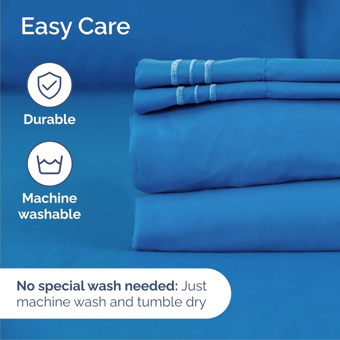 Royal Blue Queen Size 4-Piece Sheet Set by [Brand Name] - Comfy, Breathable & Cooling Luxury Bedding