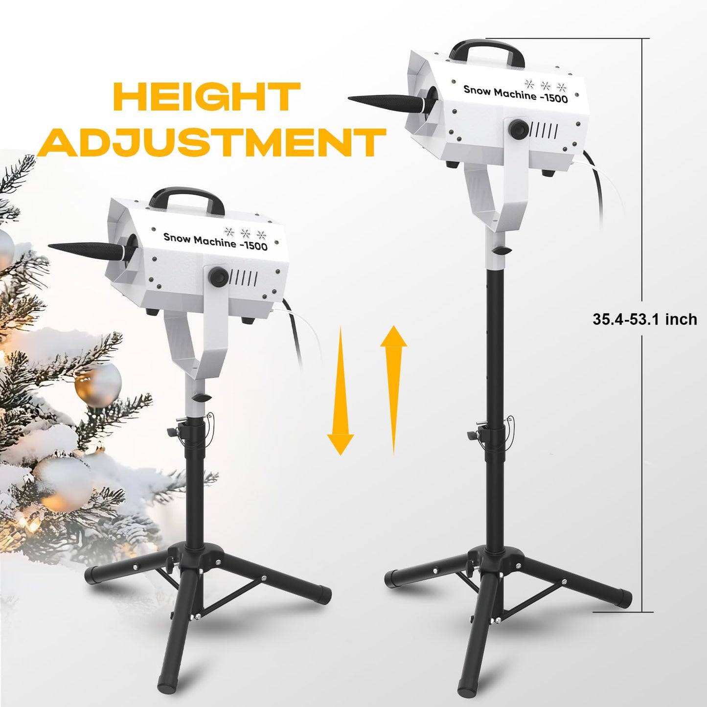 UPGREY 1500W Snow Machine for Outdoors and Indoors w/Tripod, Fake Snow Maker for Party with LED, Remote Controller and Fluid Tank