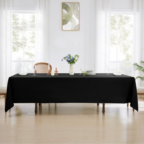 Aocoz Rectangle Tablecloths 90x132 Inch 6 Pack Black Tablecloth for 6ft Washable Decorative Linen Polyester Table Cloths for 8ft Dining Table Banquets Buffet Parties and Wedding