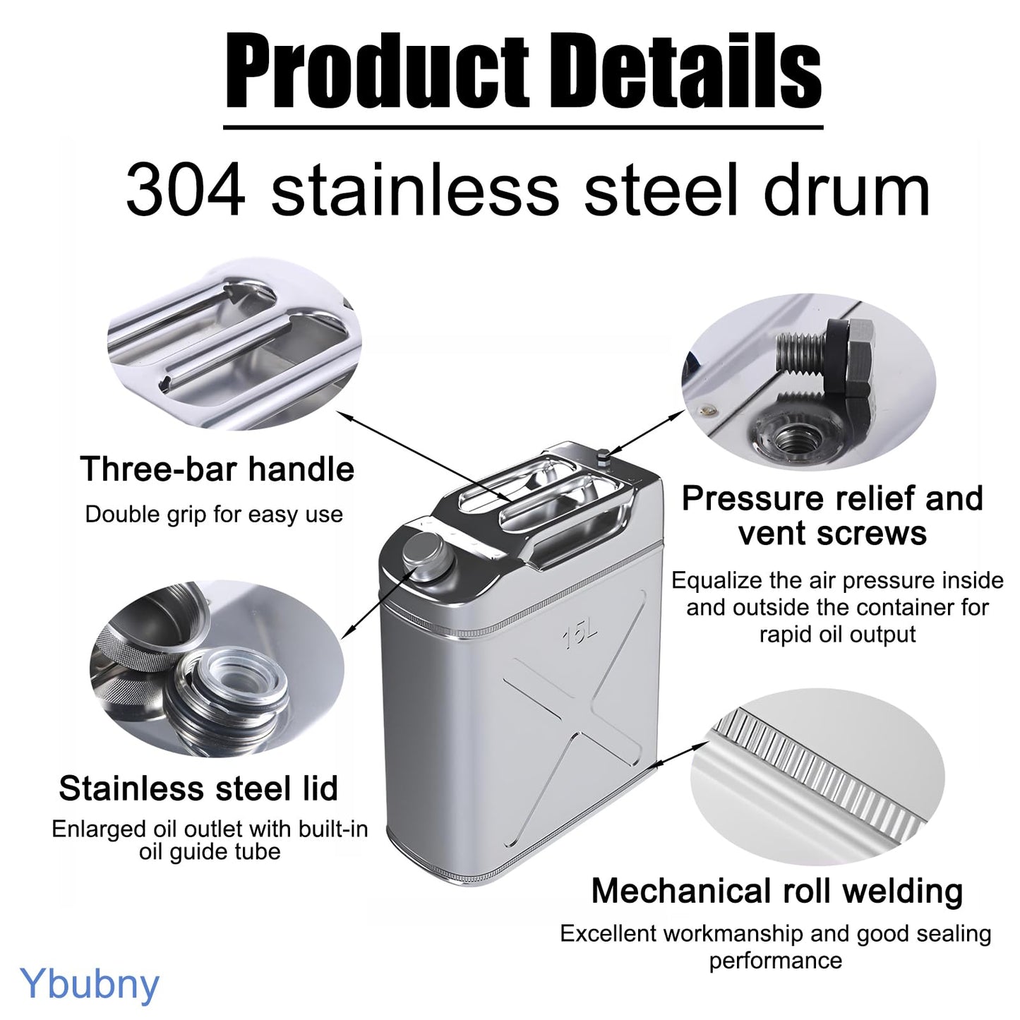 13.2 Gallon 304 Stainless Steel Water Container，Stainless Steel Water Storage , With Flexible Spout/Nozzle System Pressure Relief Valve Safety Configuration，Camping Emergency Storage,Home and Outdoor
