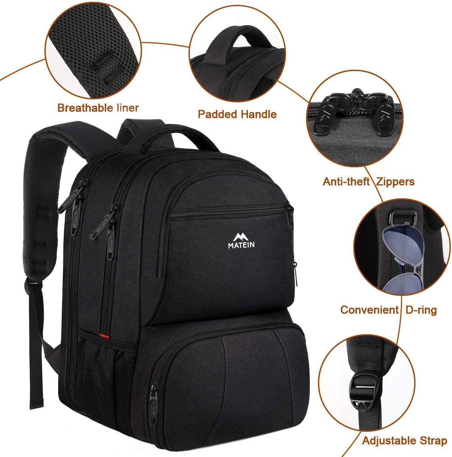 Backpack 18 Inch Backpack pack MATEIN Lunch for Men, Large Insulated Cooler with Lunch Compartment, Water Resistant