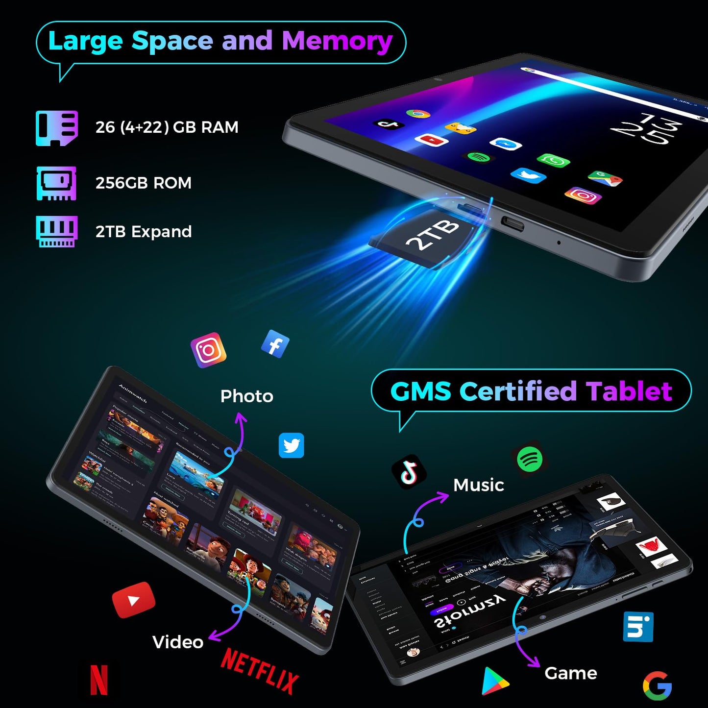 2026 Gemini AI Android 16 Tablet, 10 inch Tablet with Keyboard, 26GB+256GB (2TB Expand), 2-in-1 Tablets with 8-Core, 5G WiFi, 8000mAh, GMS, GPS, Electronic Tablets PC with Mouse, Case, Stylus (Silver)